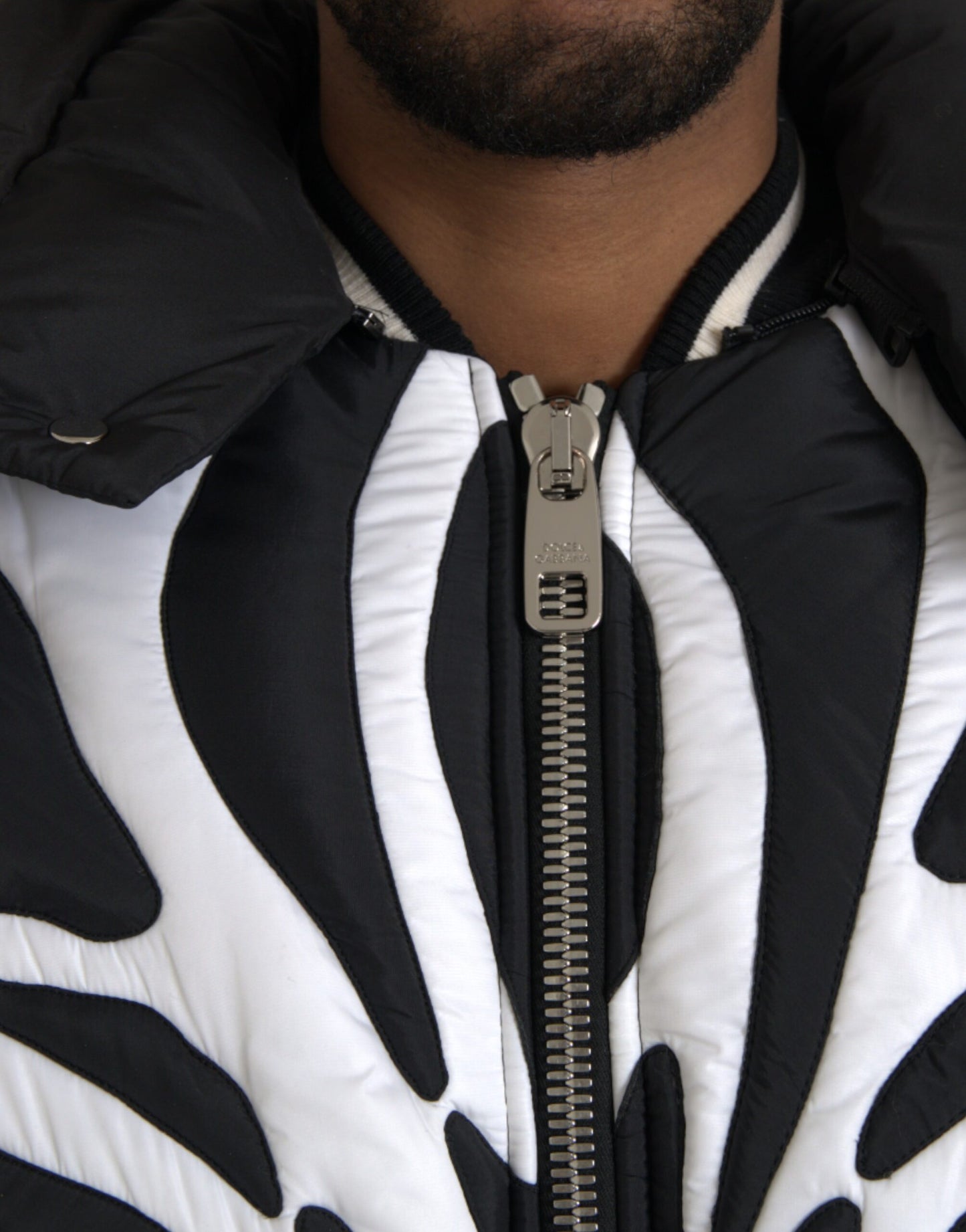 Black White Stripes Hooded Puffer Jacket - The Luxe Alliance