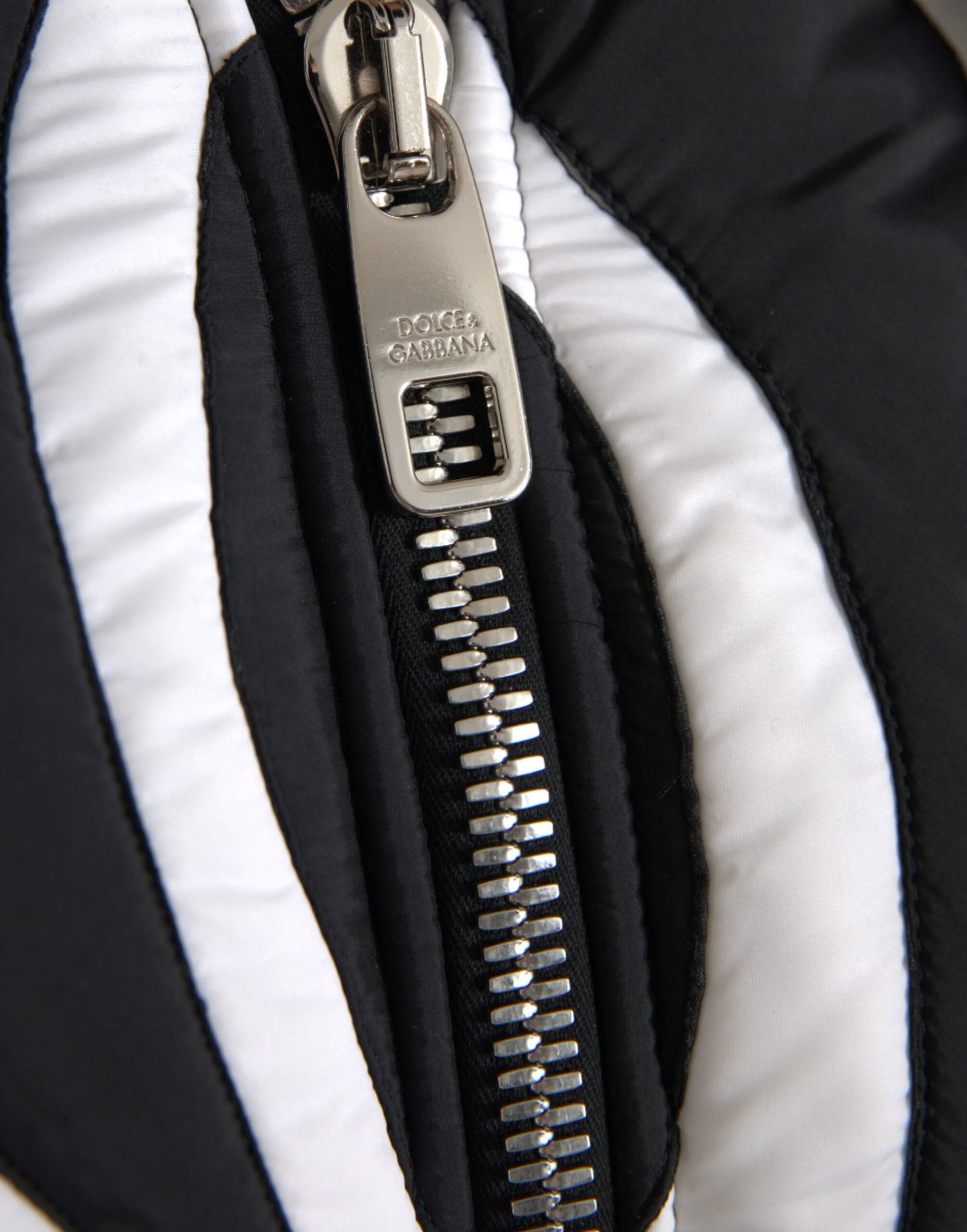 Black White Stripes Hooded Puffer Jacket - The Luxe Alliance