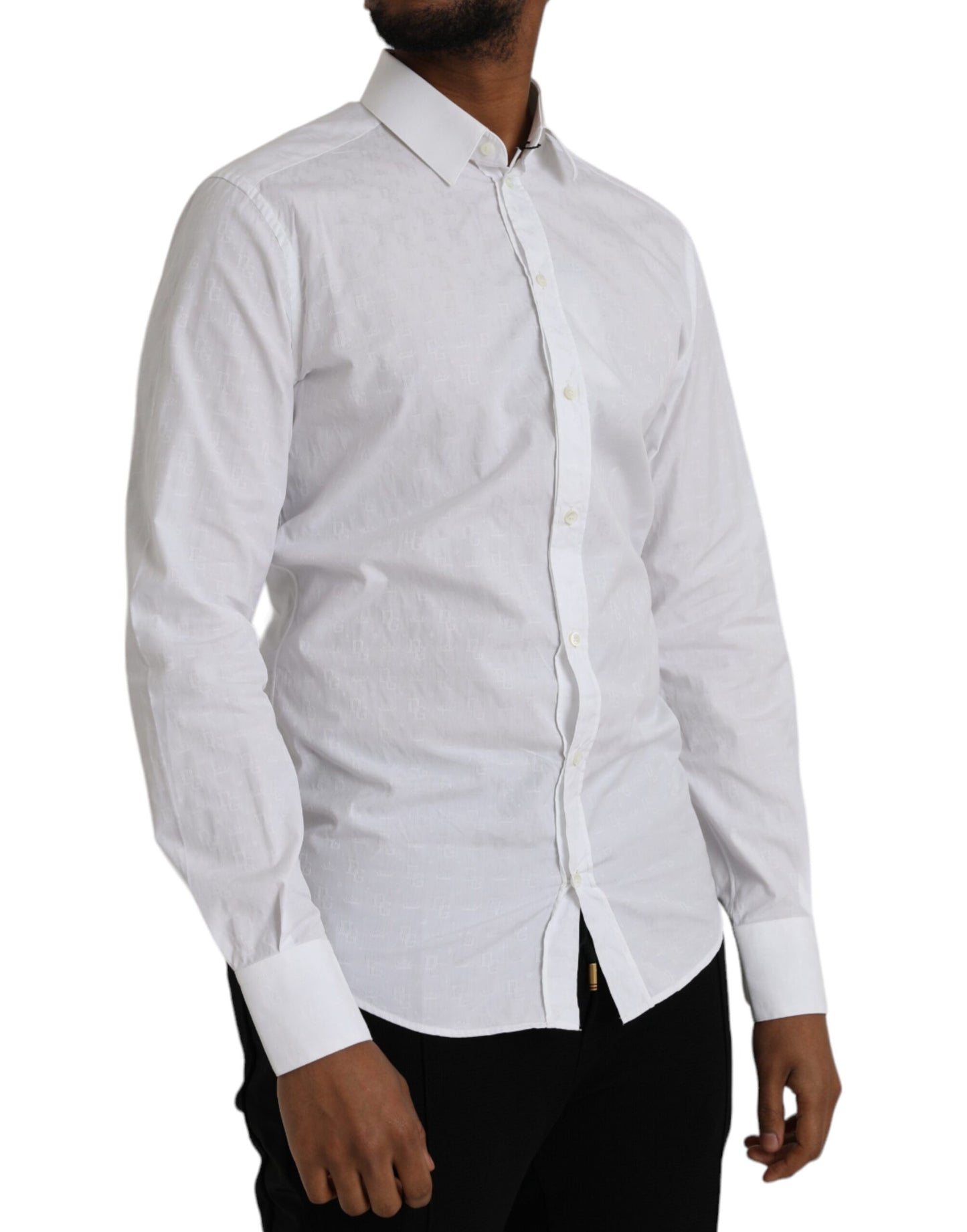 White Cotton Long Sleeve Dress GOLD Shirt - The Luxe Alliance