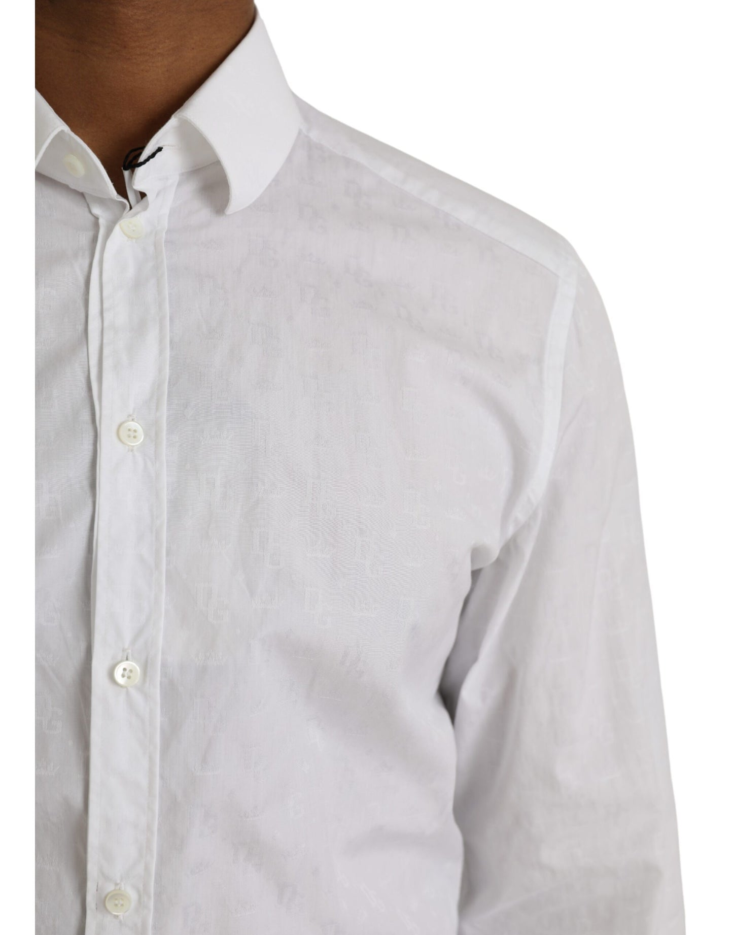 White Cotton Long Sleeve Dress GOLD Shirt - The Luxe Alliance