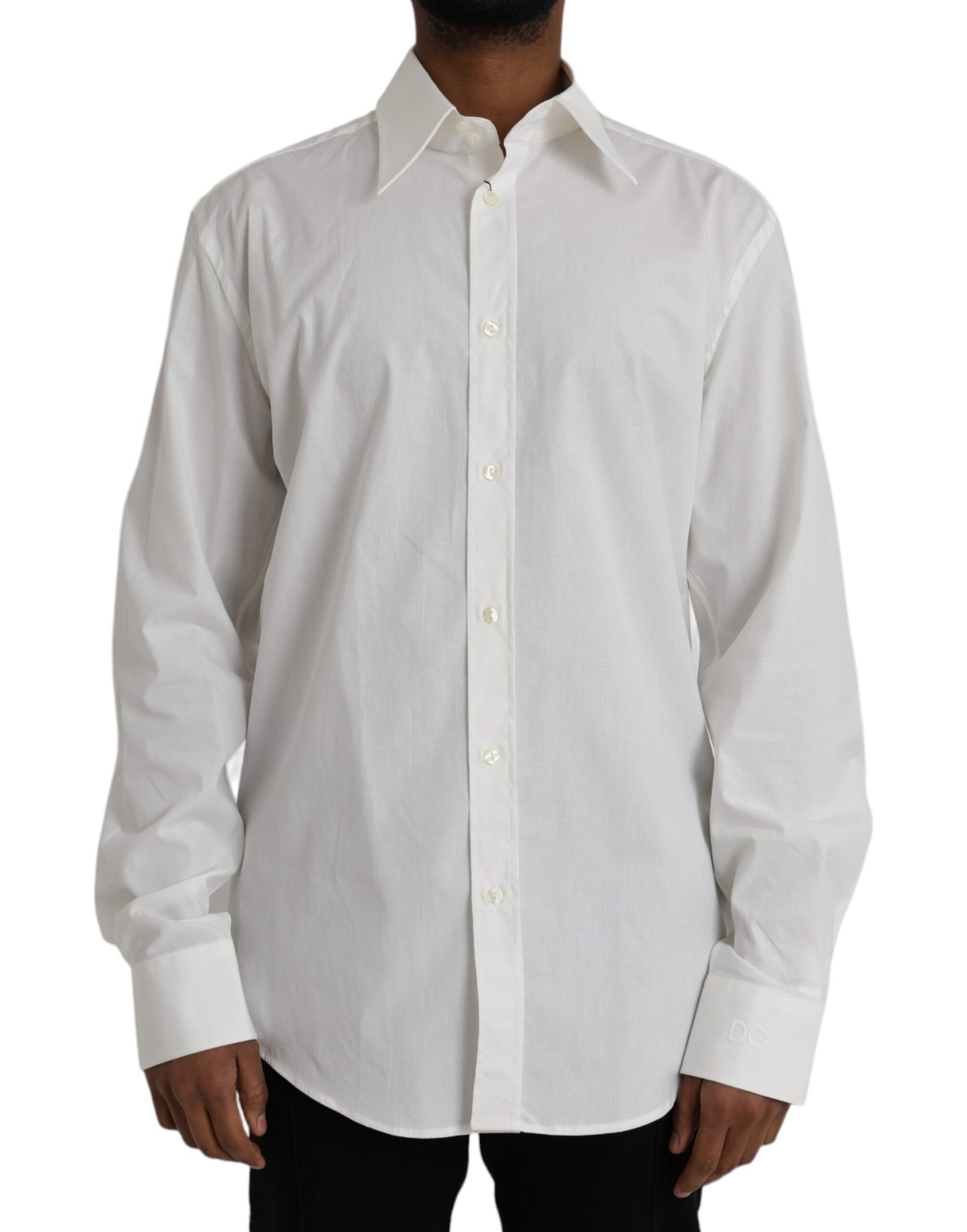 - White Cotton Dress Slim Fit GOLD Shirt