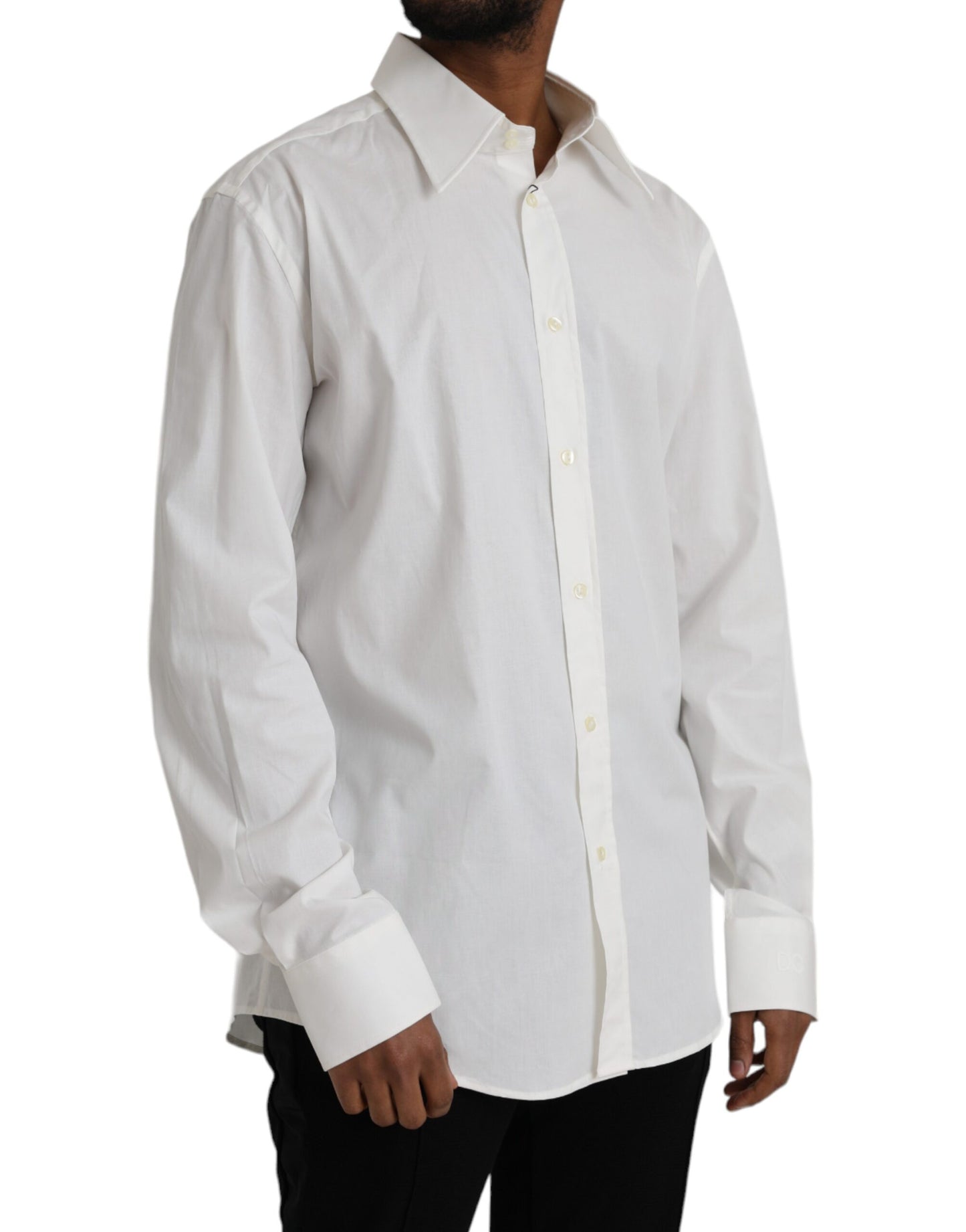 - White Cotton Dress Slim Fit GOLD Shirt