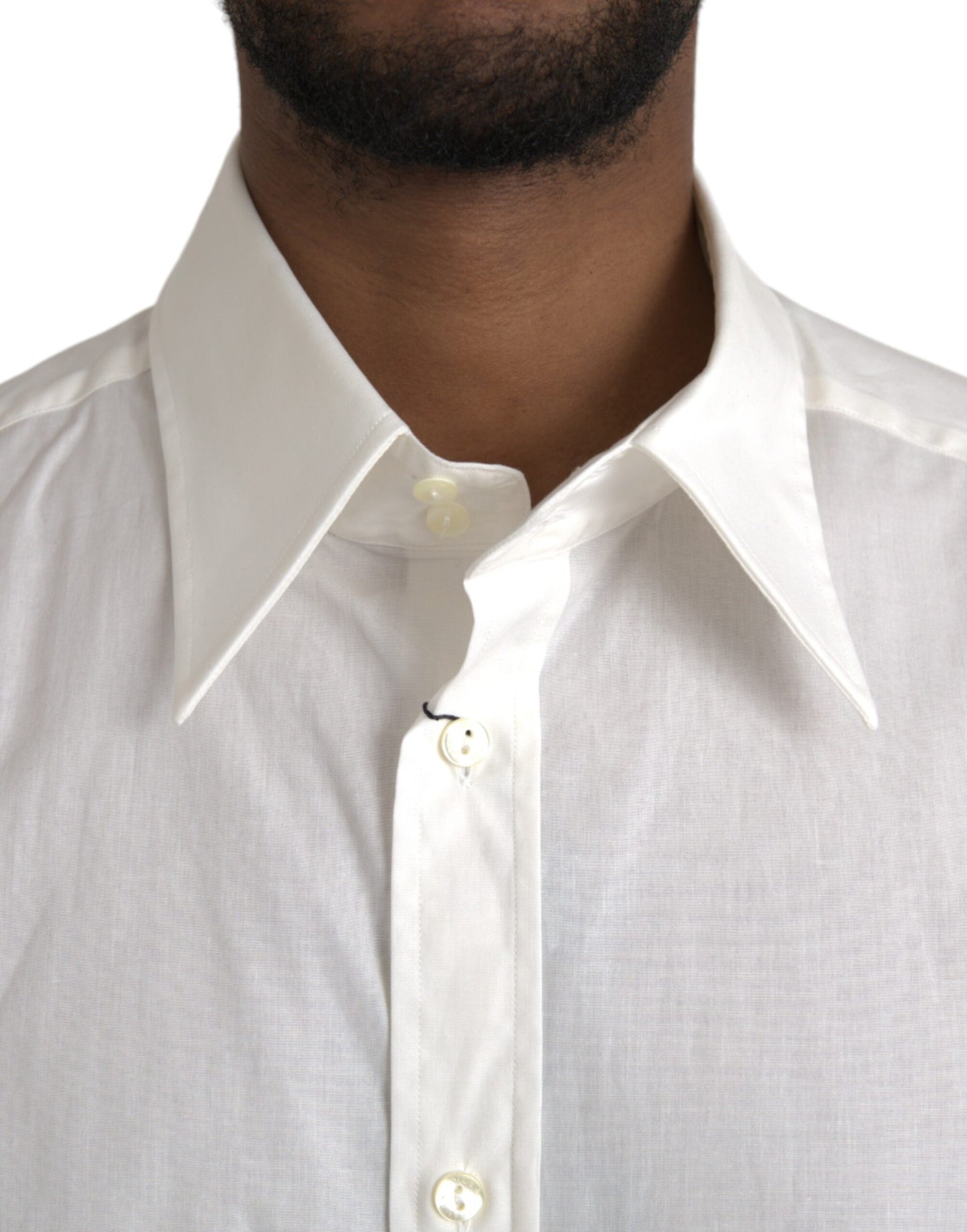 - White Cotton Dress Slim Fit GOLD Shirt