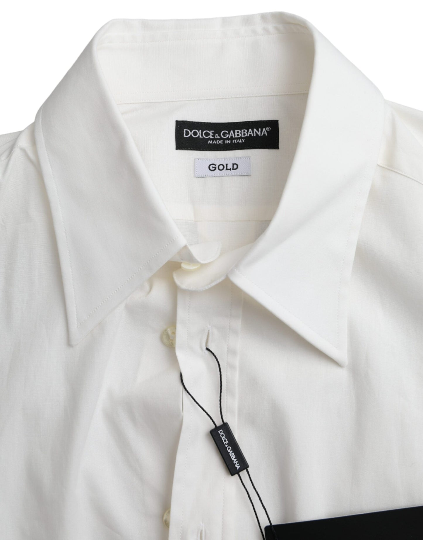 - White Cotton Dress Slim Fit GOLD Shirt