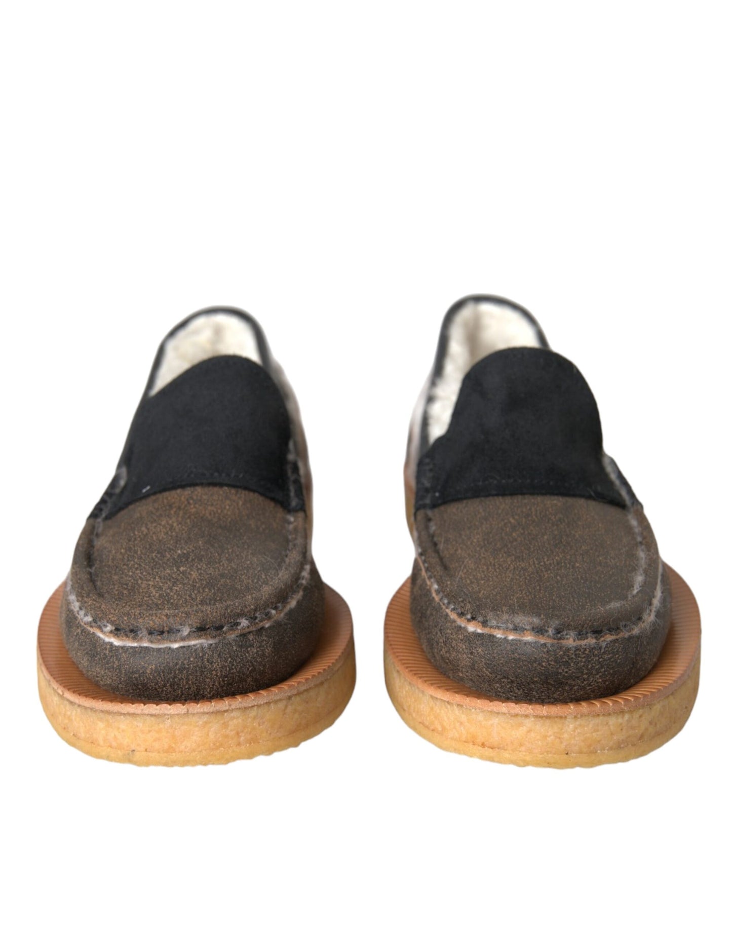 Brown Black Fur Leather Loafers Men Shoes - The Luxe Alliance