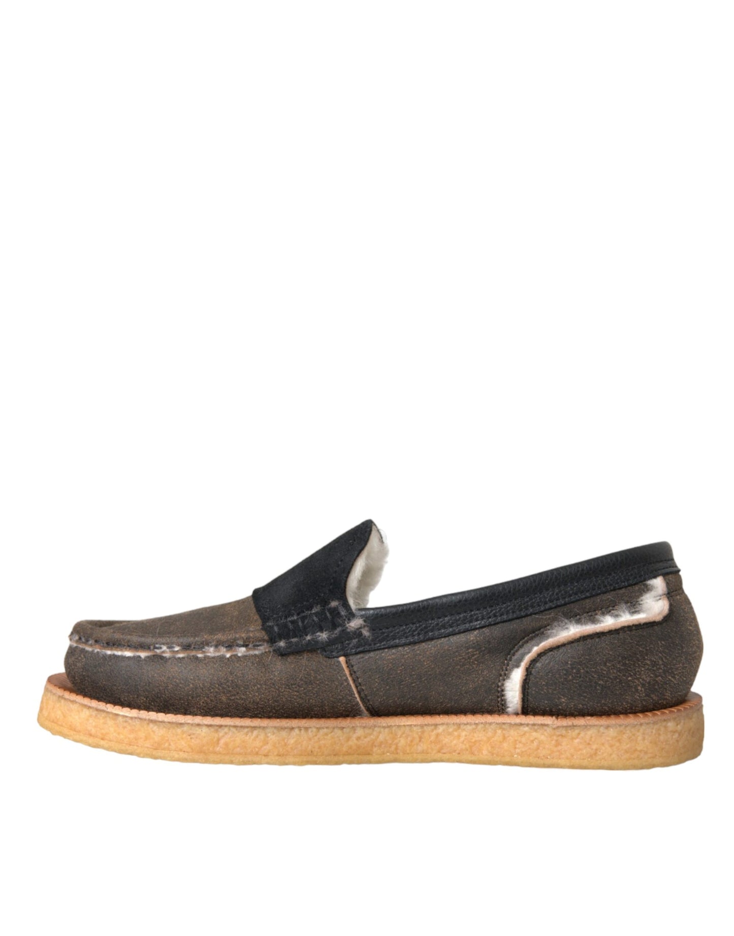 Brown Black Fur Leather Loafers Men Shoes - The Luxe Alliance