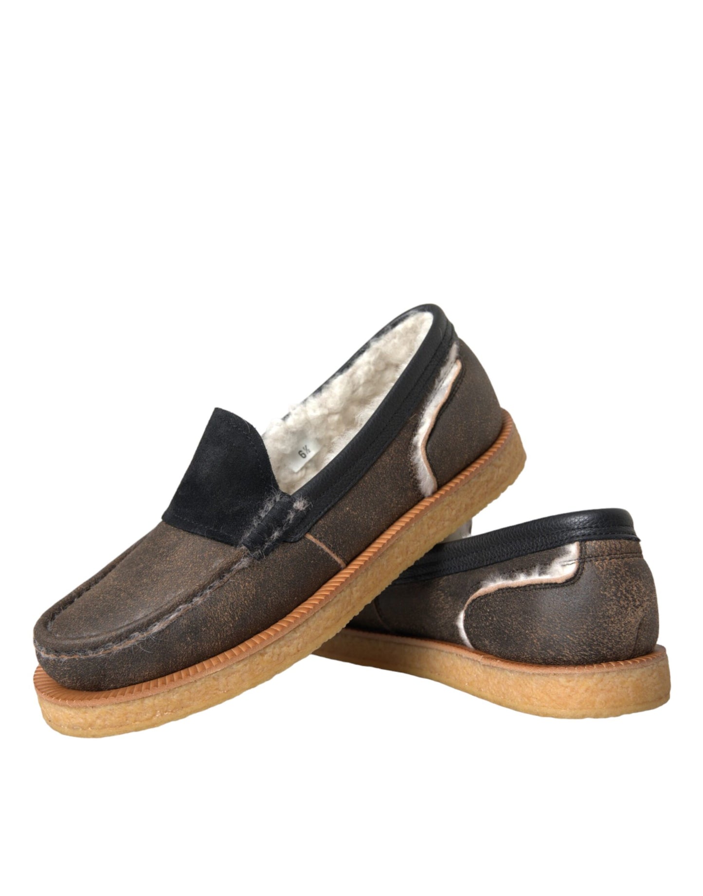Brown Black Fur Leather Loafers Men Shoes - The Luxe Alliance