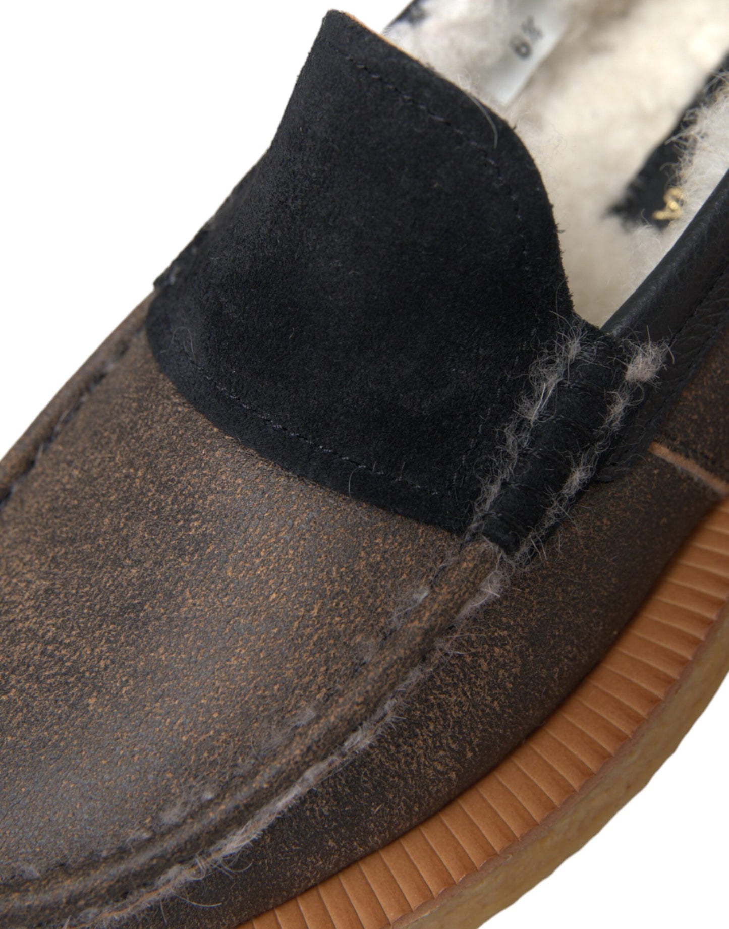 Brown Black Fur Leather Loafers Men Shoes - The Luxe Alliance