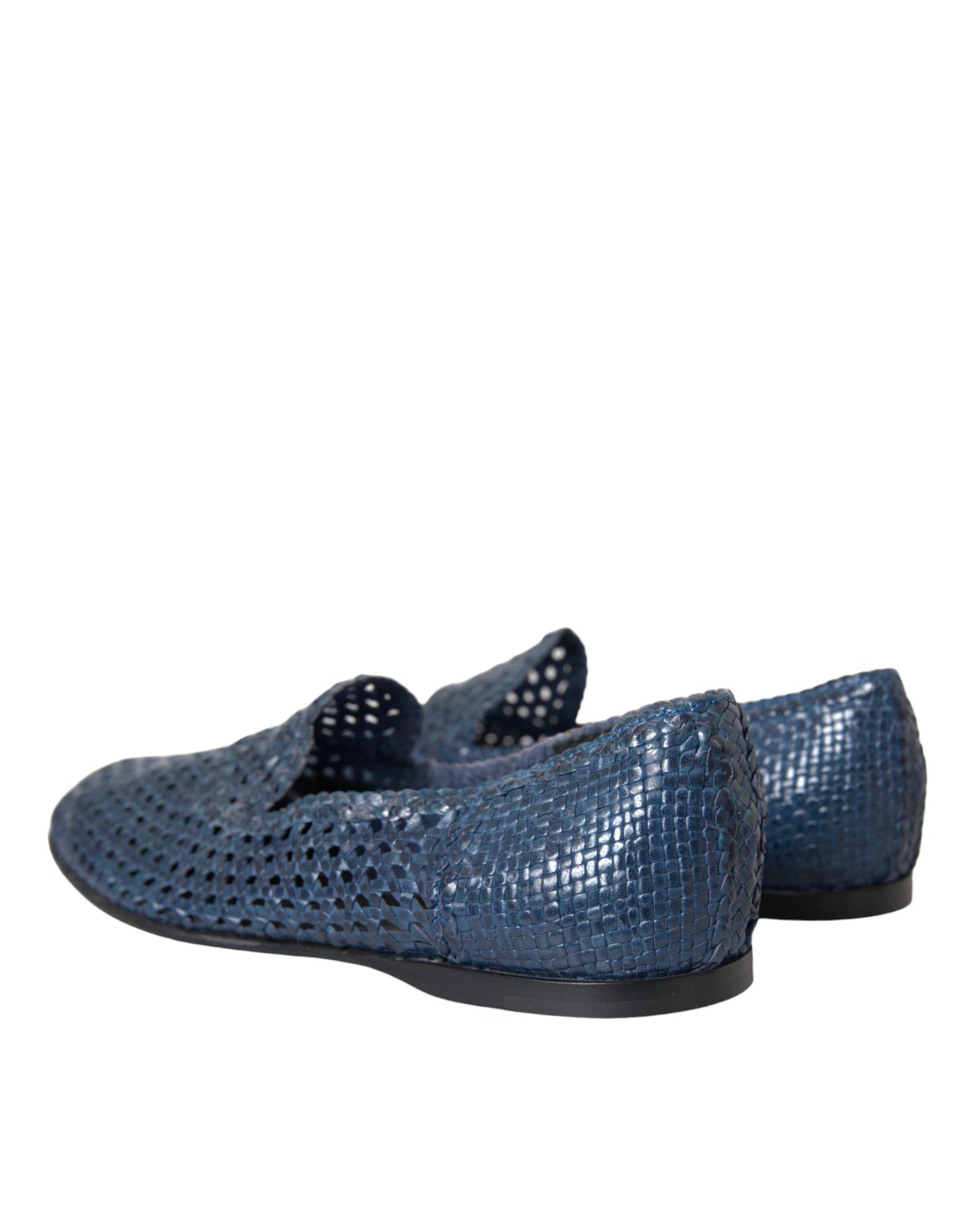 Dolce & Gabbana Blue Woven Leather Slip On Loafers for Men