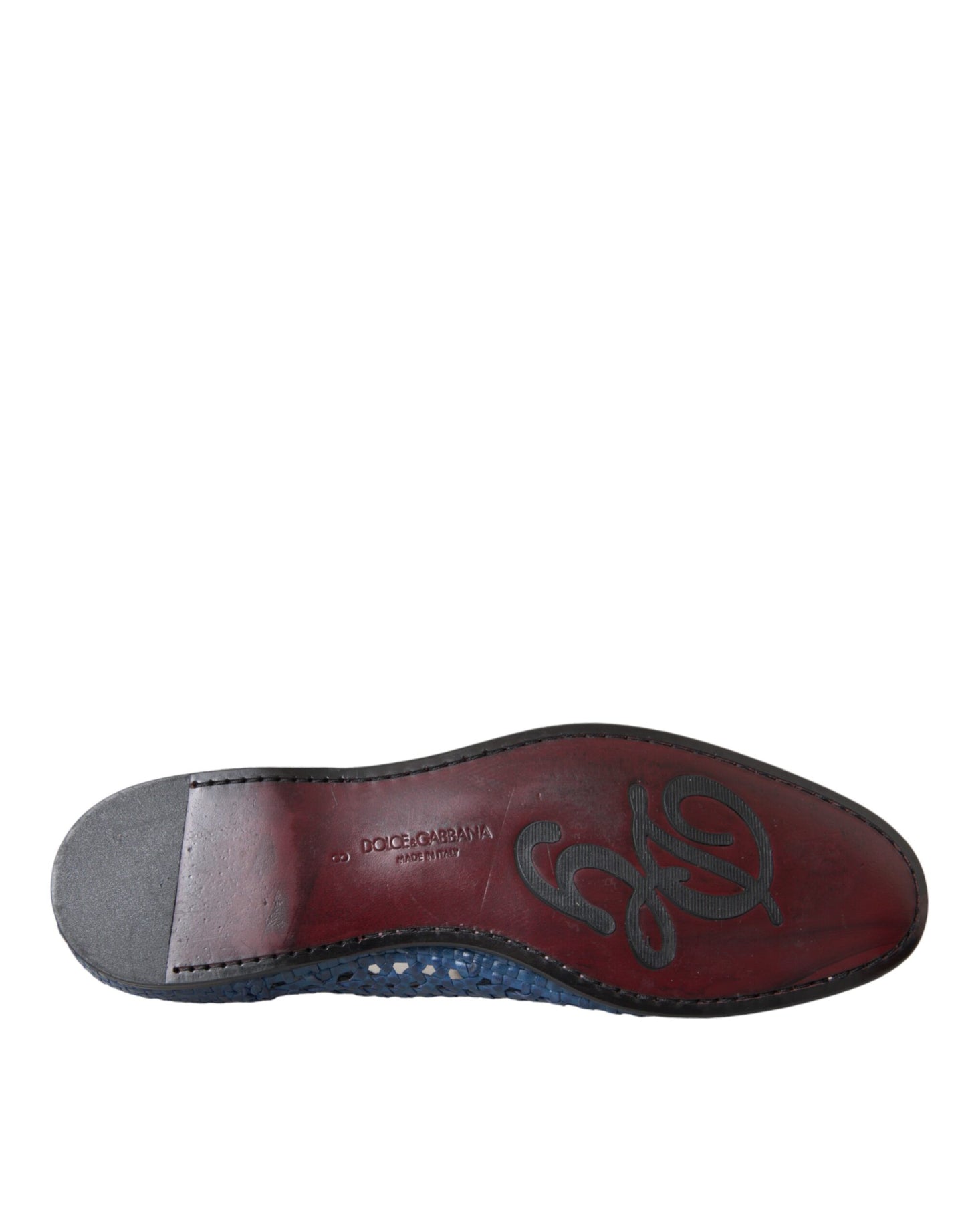 Dolce & Gabbana Blue Woven Leather Slip On Loafers for Men