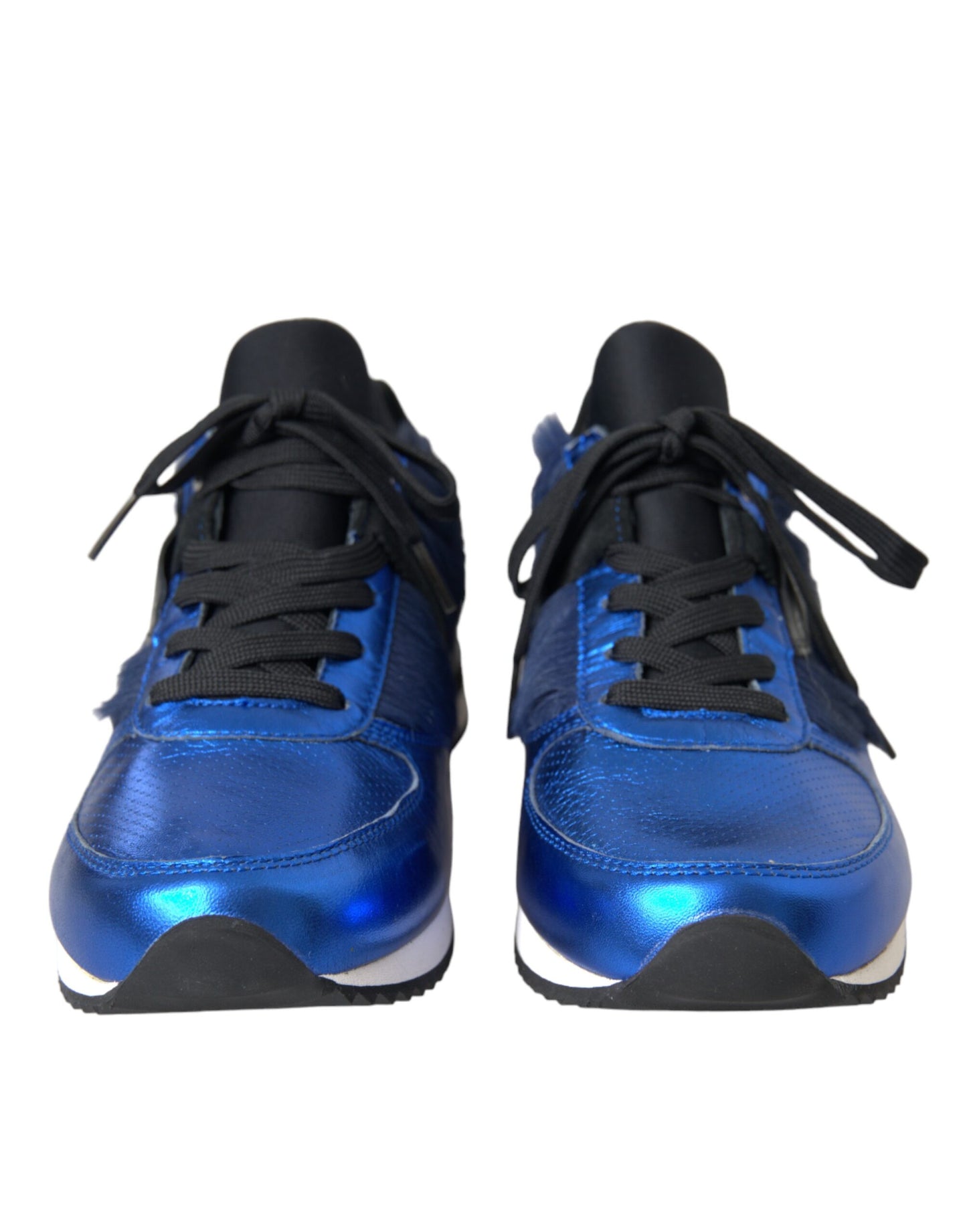 - Blue Black Calf Hair Leather Sneakers Shoes