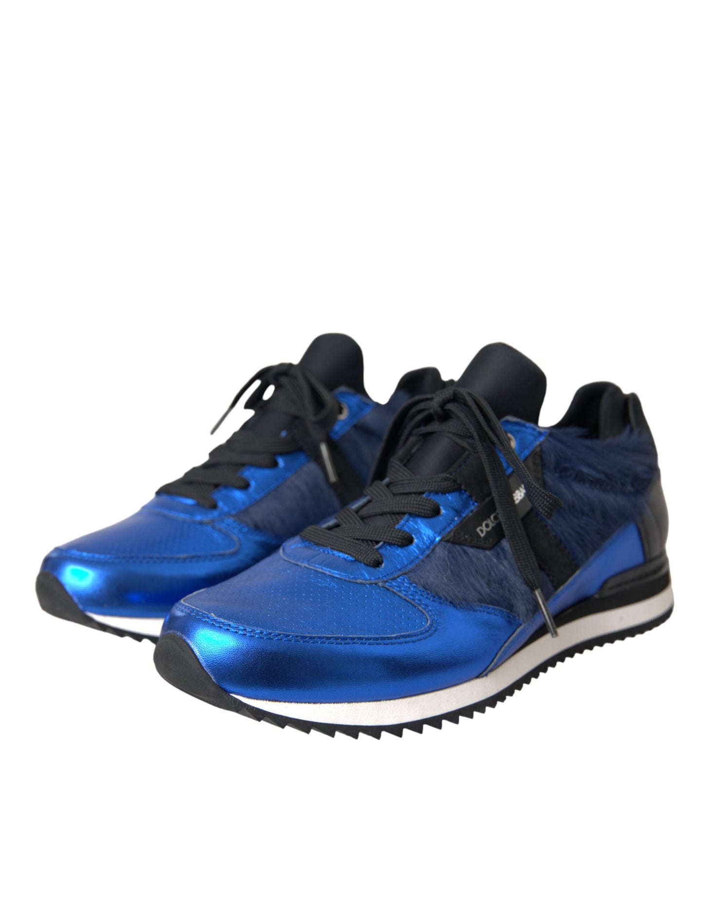 - Blue Black Calf Hair Leather Sneakers Shoes
