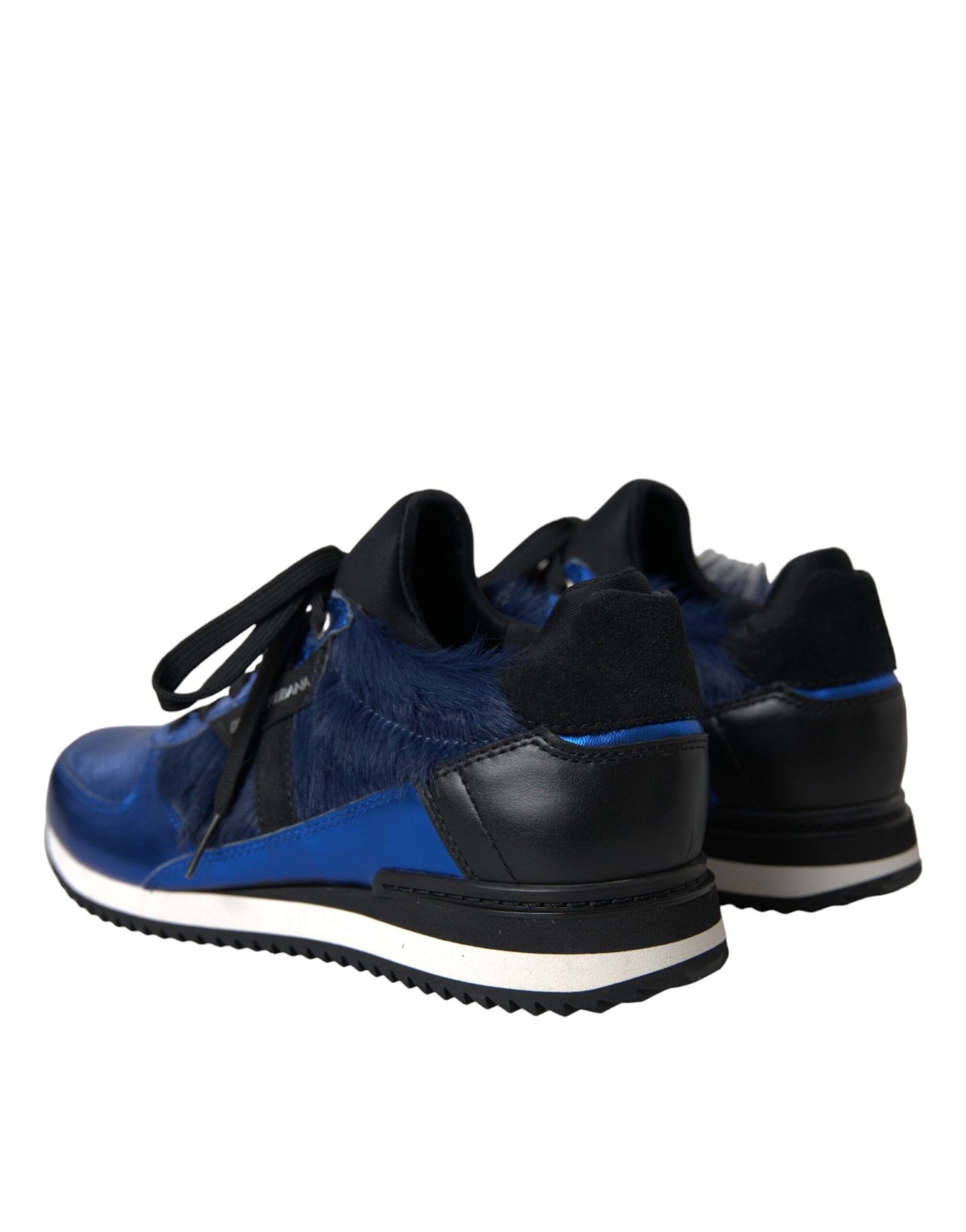 - Blue Black Calf Hair Leather Sneakers Shoes