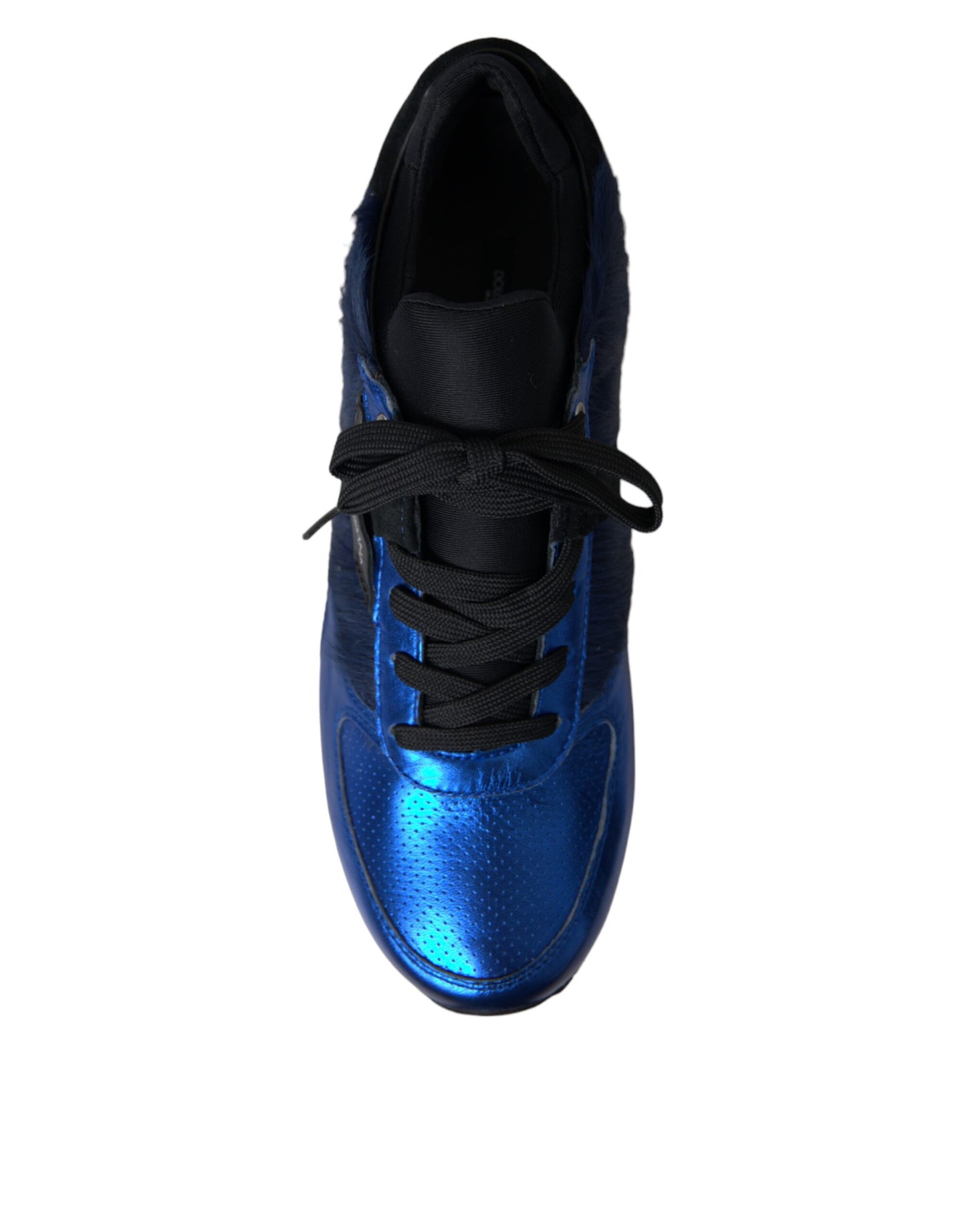 - Blue Black Calf Hair Leather Sneakers Shoes