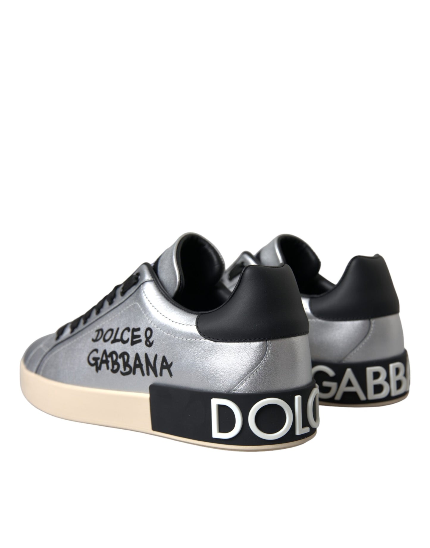 - Silver Portofino Calf Leather Sneakers Men Shoes