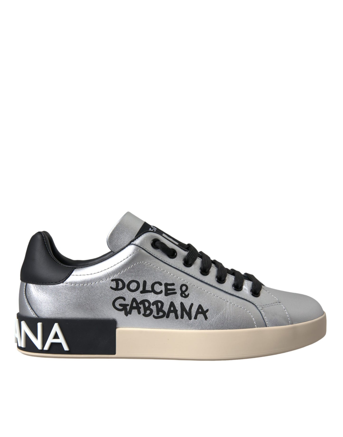 - Silver Portofino Calf Leather Sneakers Men Shoes