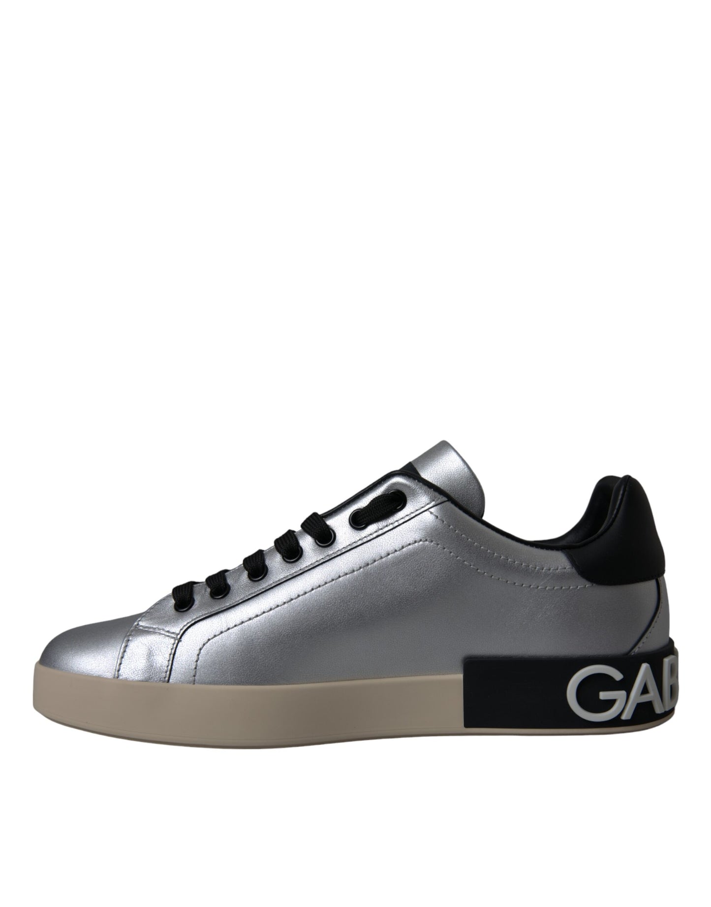 - Silver Portofino Calf Leather Sneakers Men Shoes