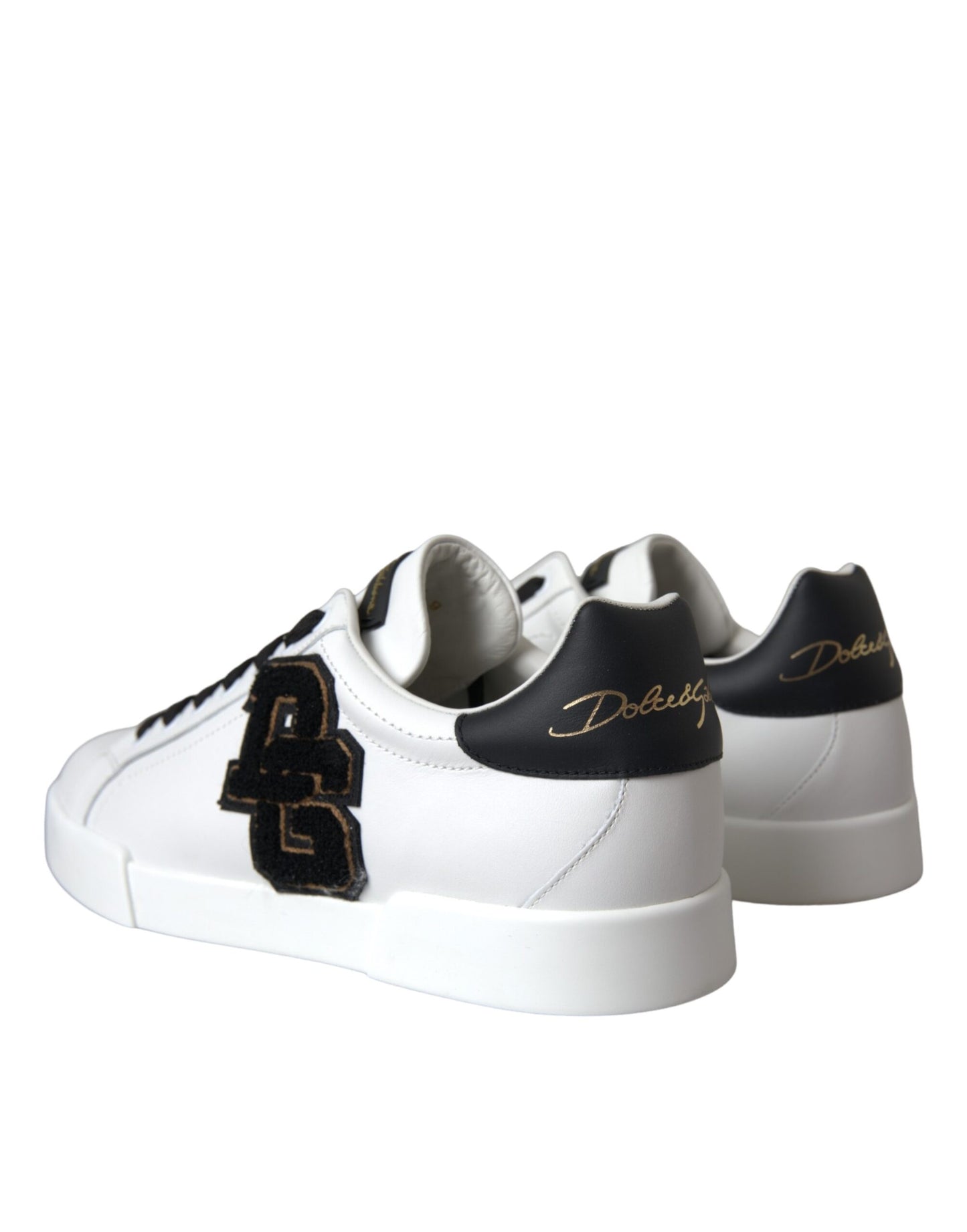 Dolce & Gabbana White Leather DG Logo Casual Low Top Sneakers