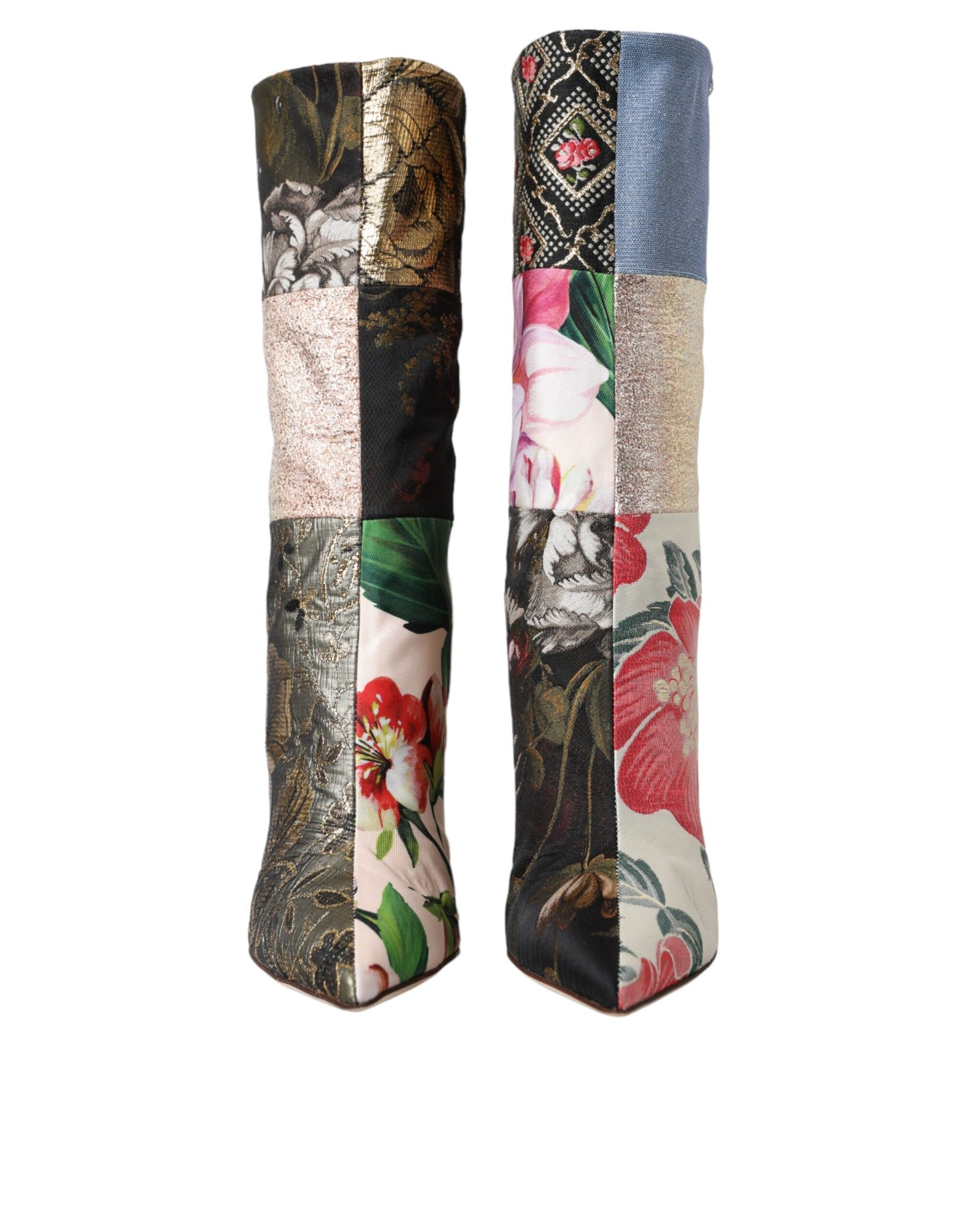 - Multicolor Patchwork Print Heeled Boots Shoes