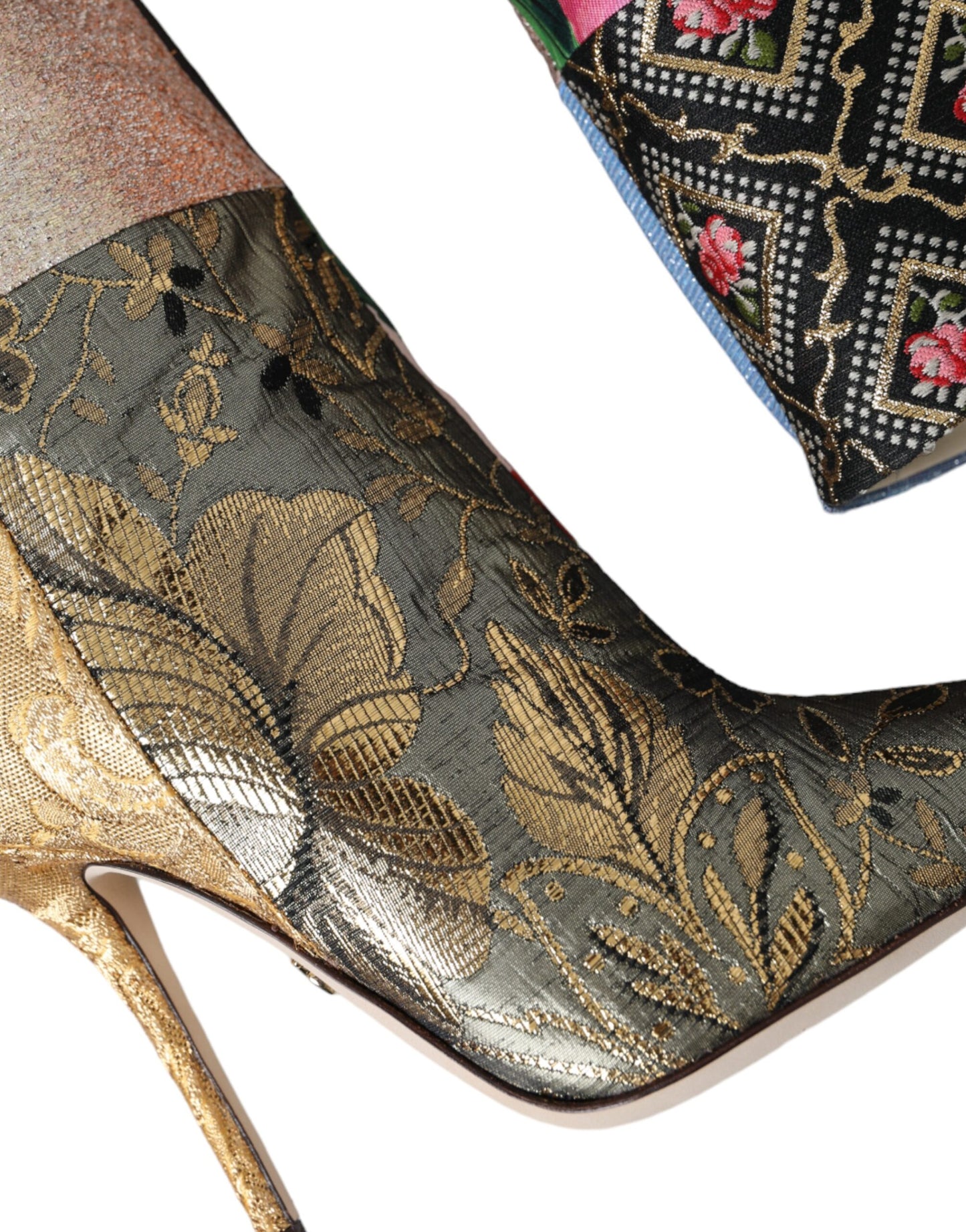 - Multicolor Patchwork Print Heeled Boots Shoes