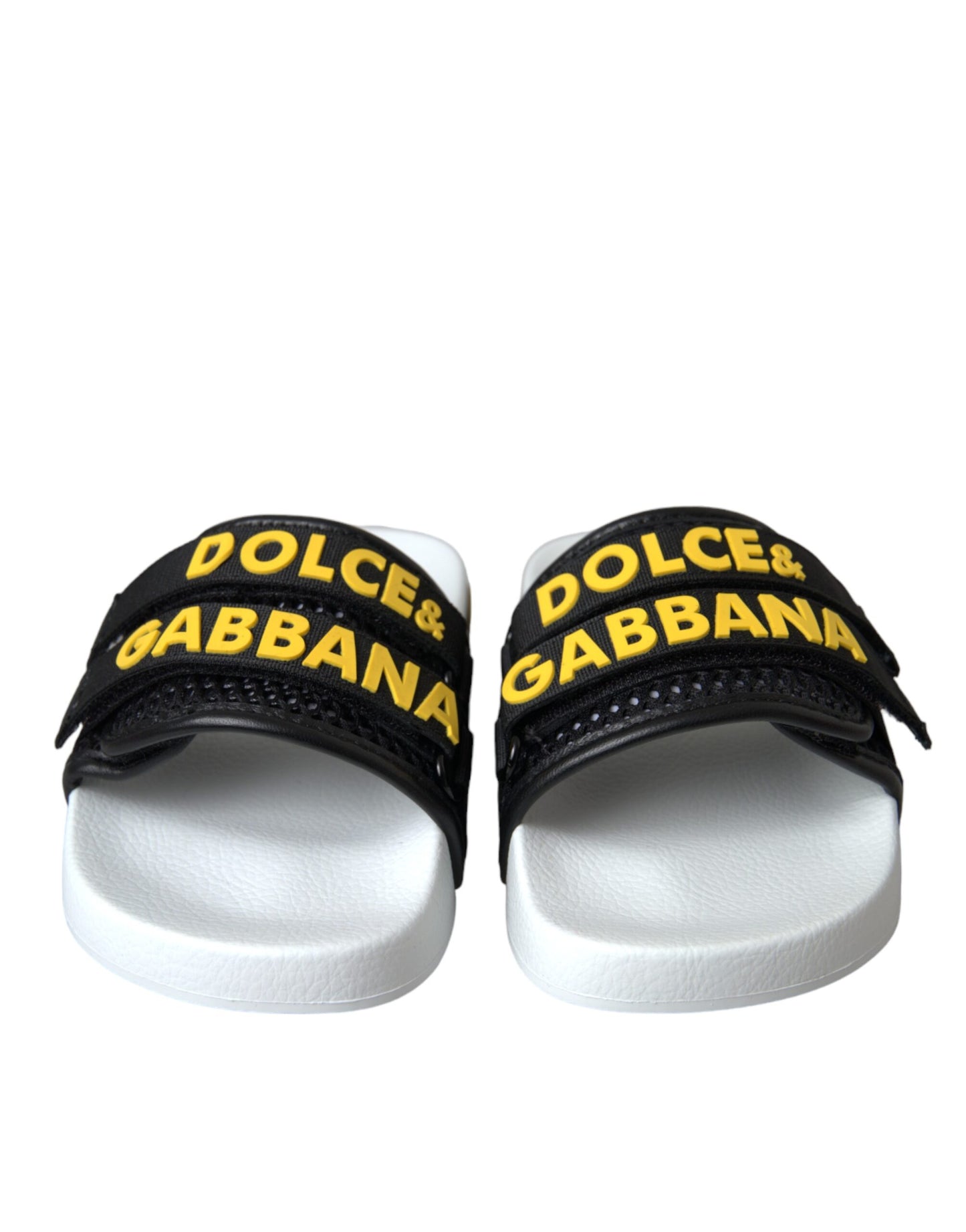 - White Black Logo Beachwear Flats Sandals Shoes