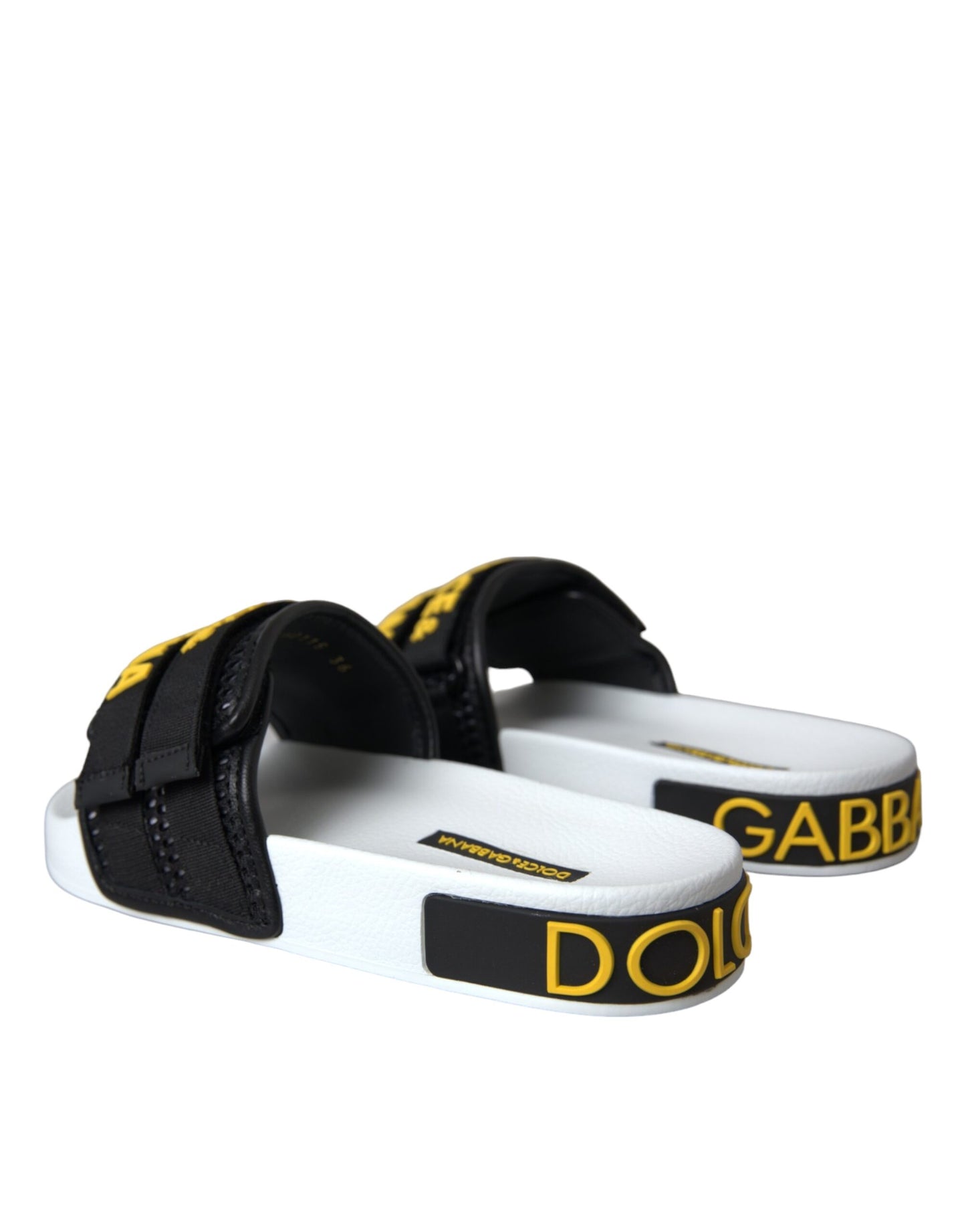 - White Black Logo Beachwear Flats Sandals Shoes