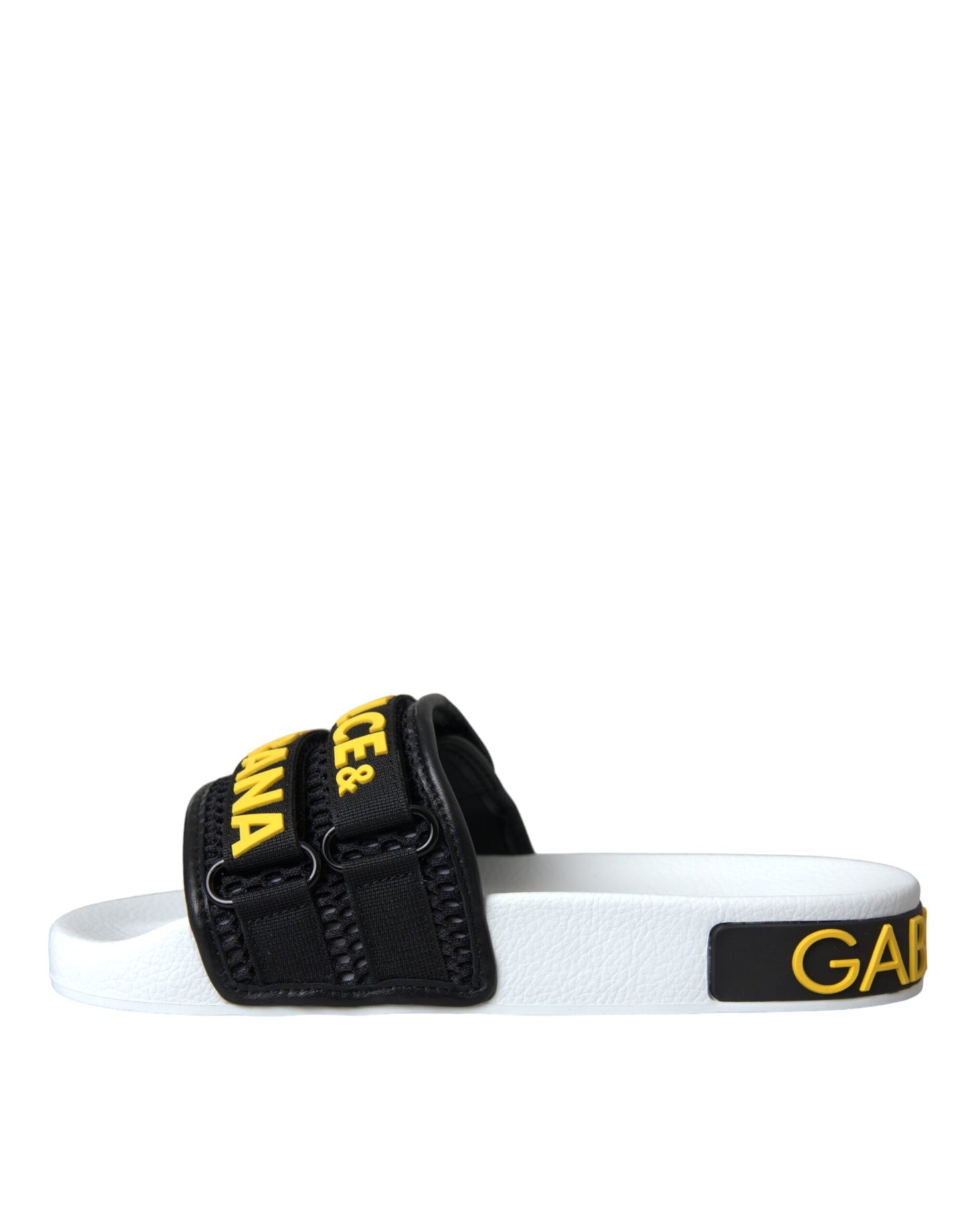 - White Black Logo Beachwear Flats Sandals Shoes