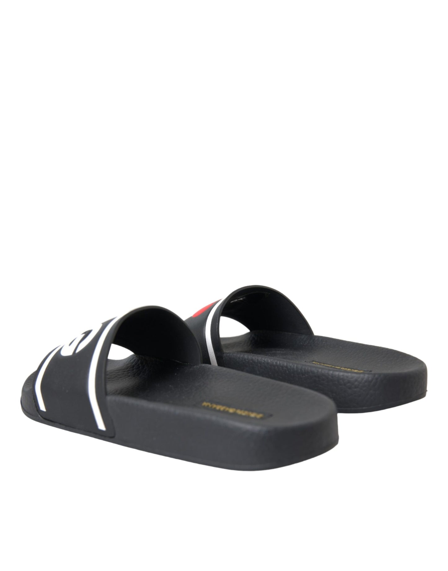 - Black Leather I Love D&G Sandals Slides Shoes