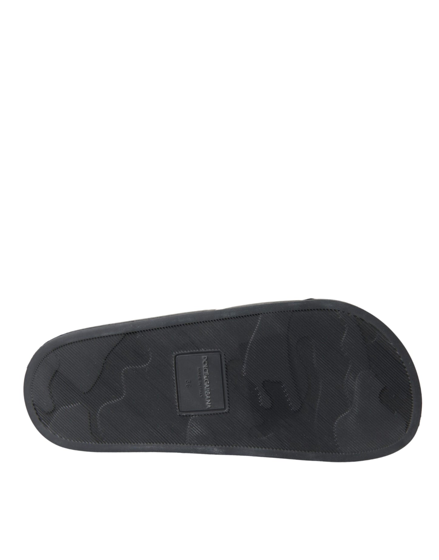 - Black Leather I Love D&G Sandals Slides Shoes