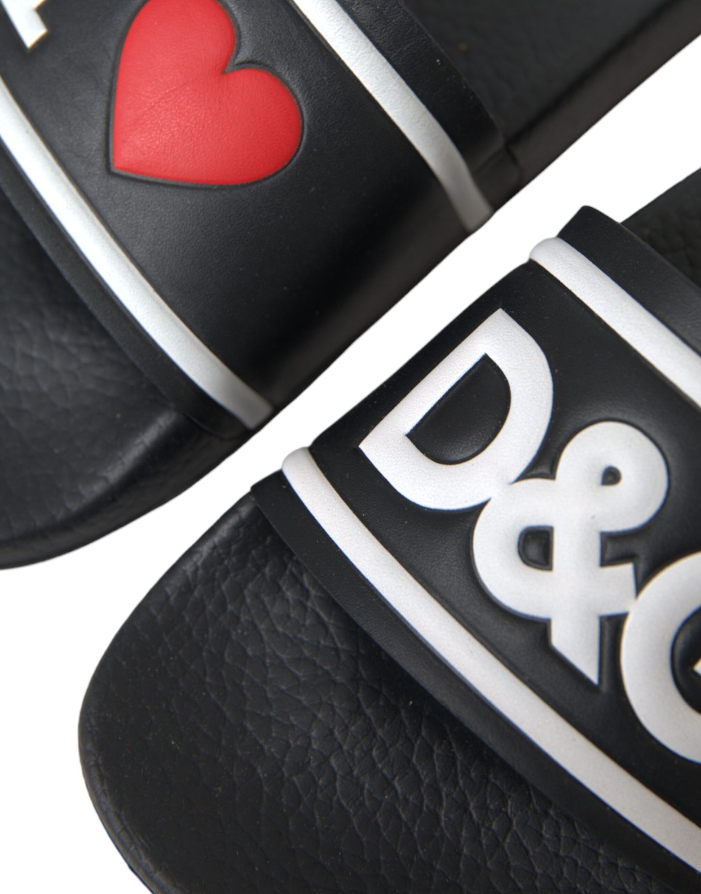 - Black Leather I Love D&G Sandals Slides Shoes