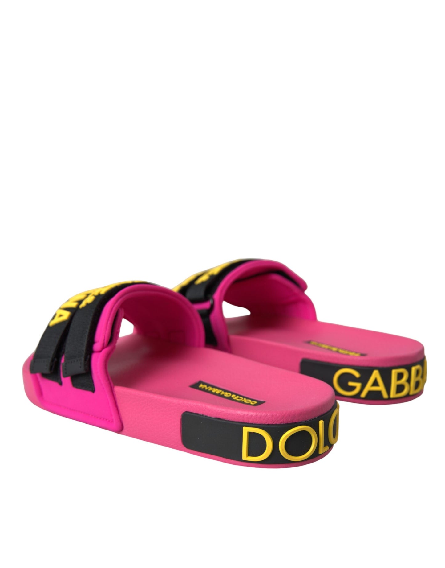 - Pink Black Logo Beachwear Flats Sandals Shoes