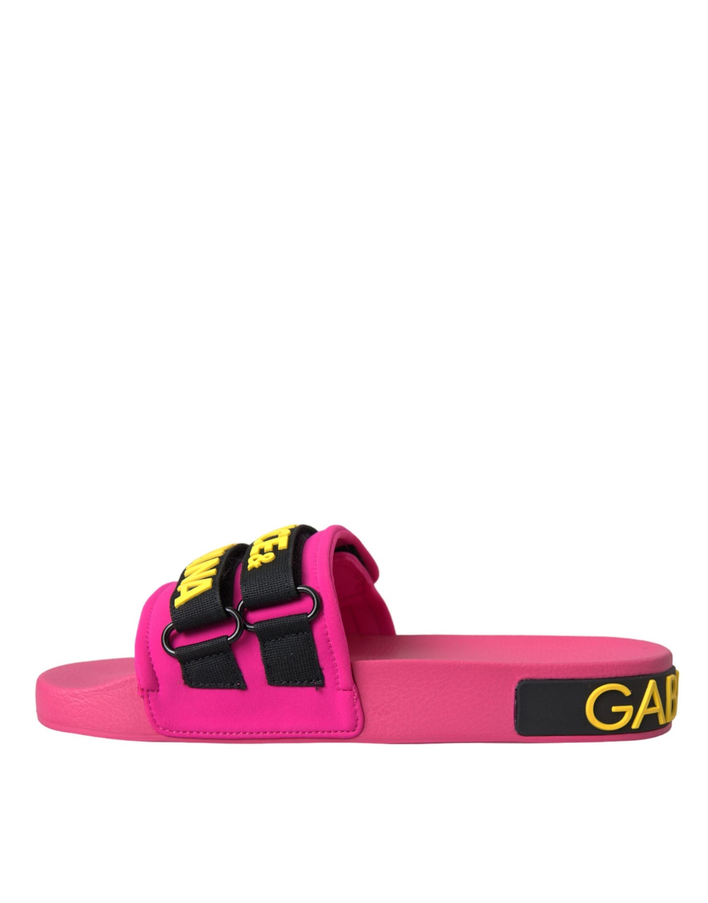- Pink Black Logo Beachwear Flats Sandals Shoes