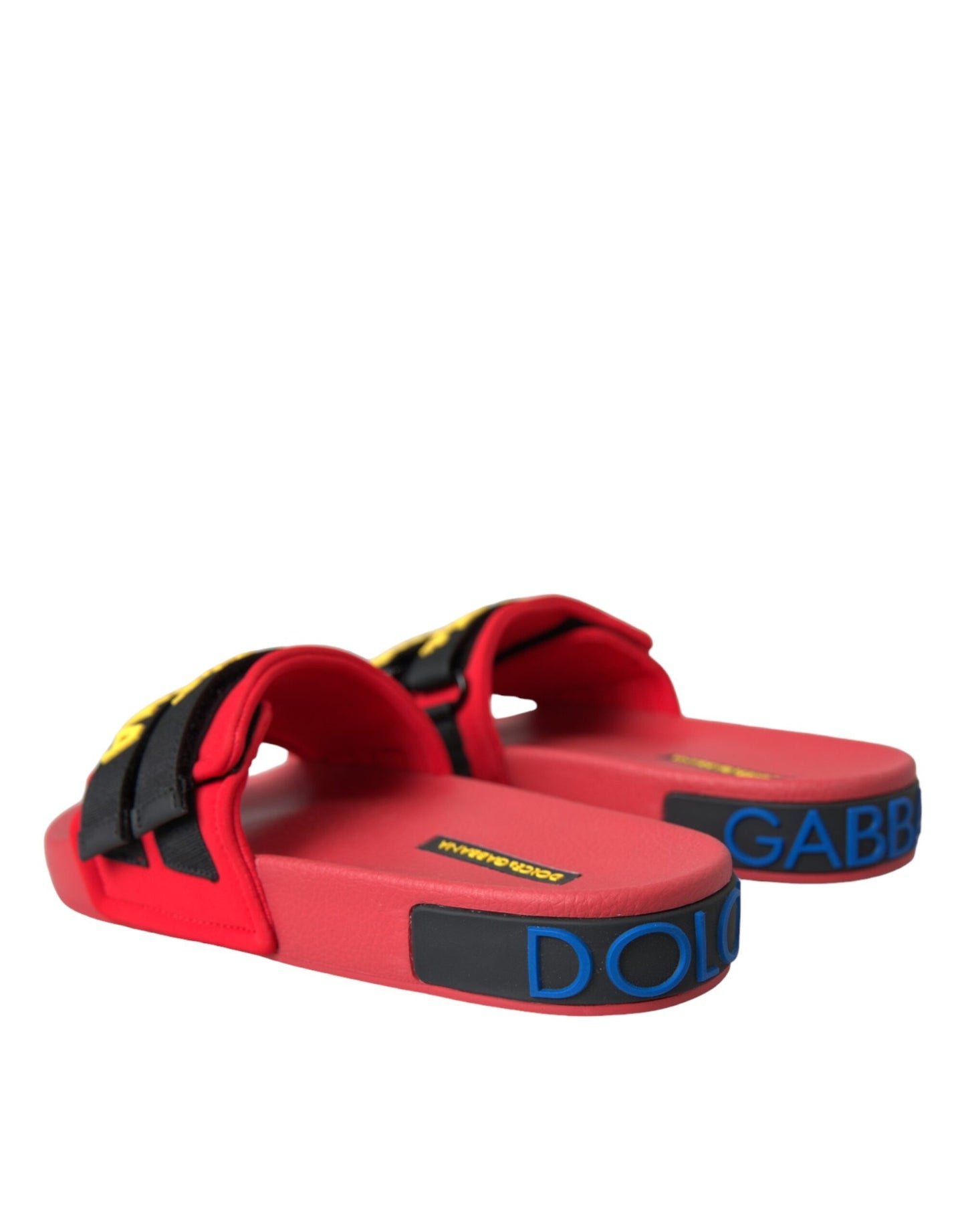 - Red Black Logo Beachwear Flats Sandals Shoes