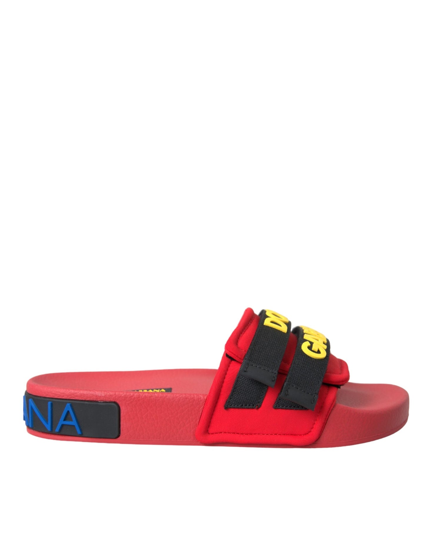 - Red Black Logo Beachwear Flats Sandals Shoes
