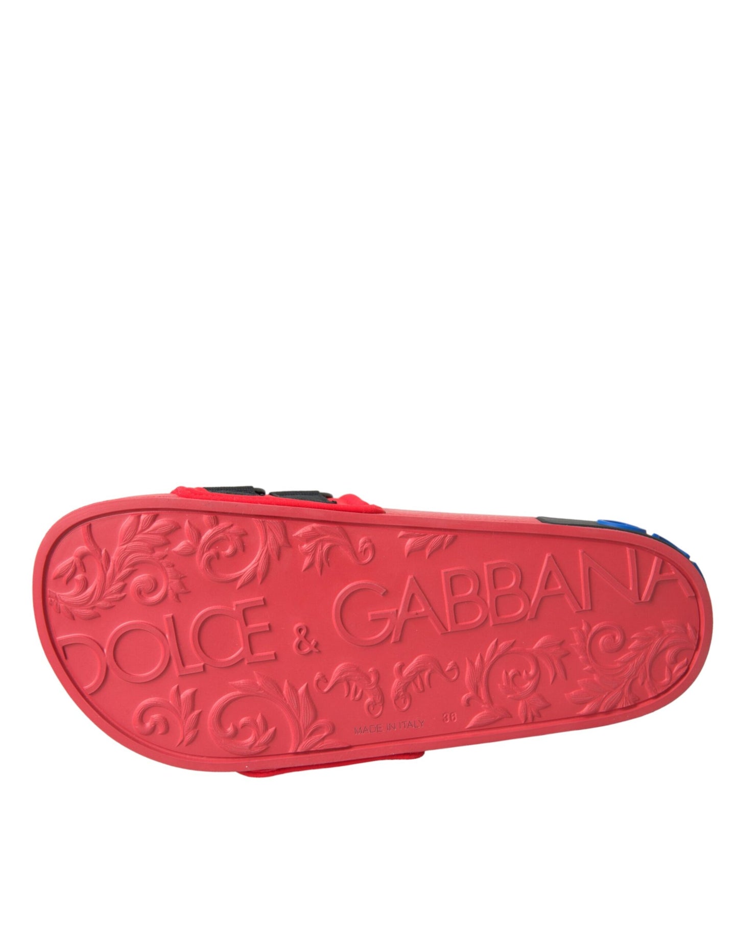 - Red Black Logo Beachwear Flats Sandals Shoes