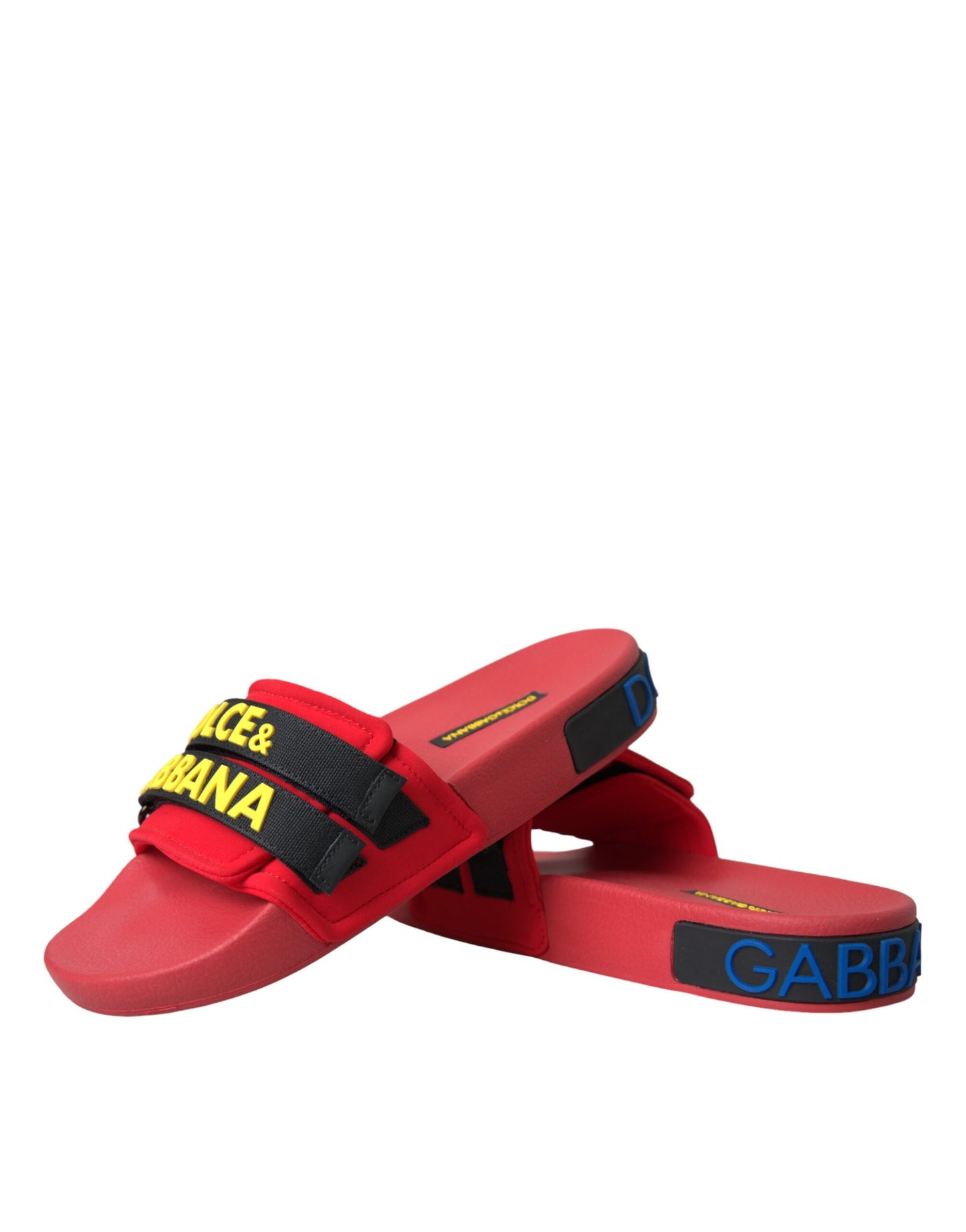 - Red Black Logo Beachwear Flats Sandals Shoes