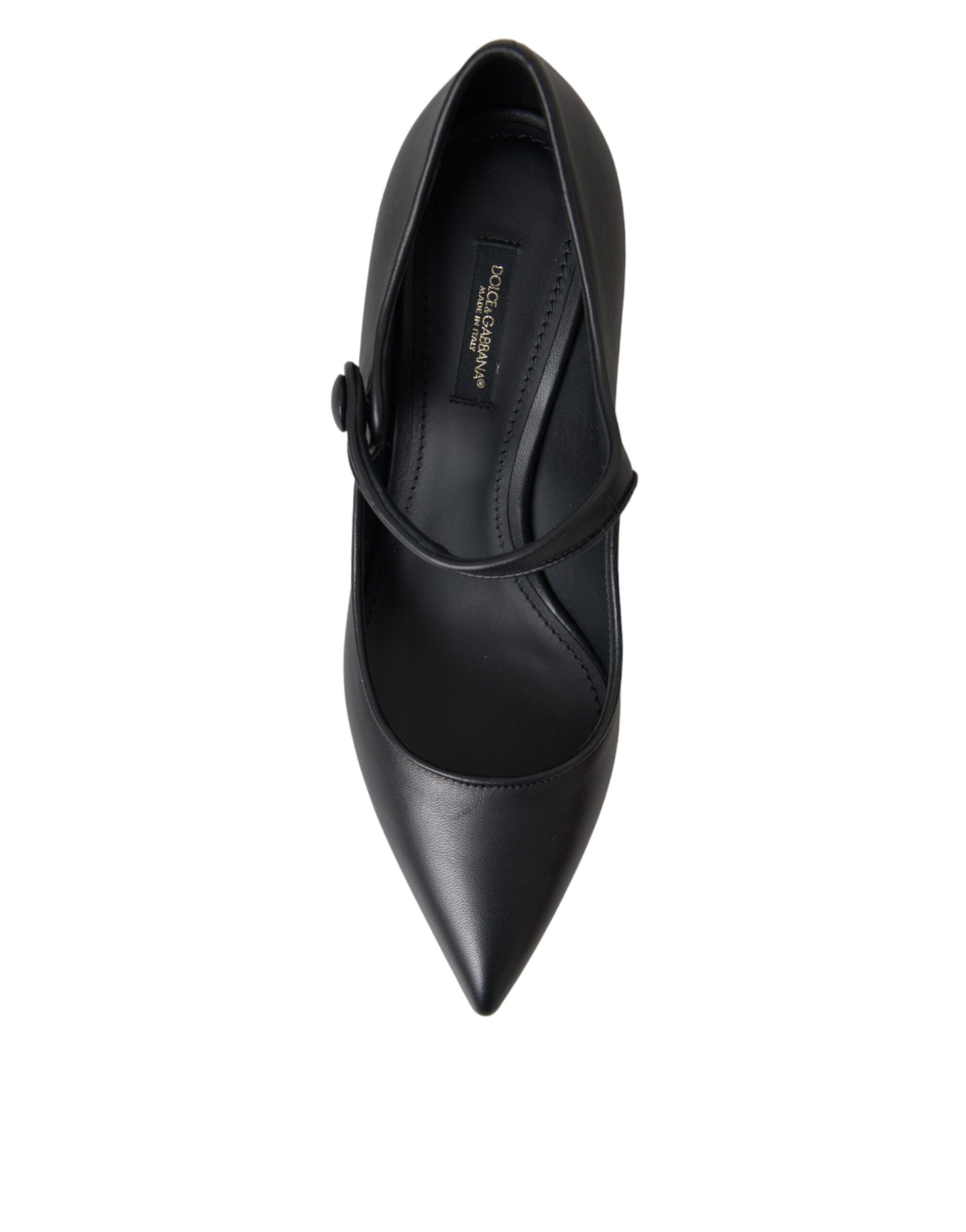 - Black Leather Logo Heels Mary Janes Pumps Shoes