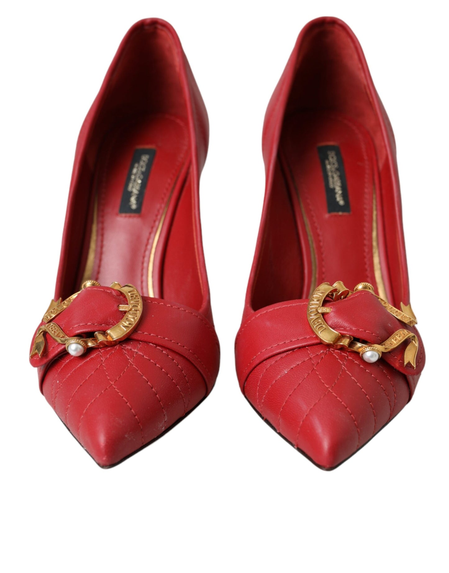 - Red Devotion Leather Heels Pumps Shoes
