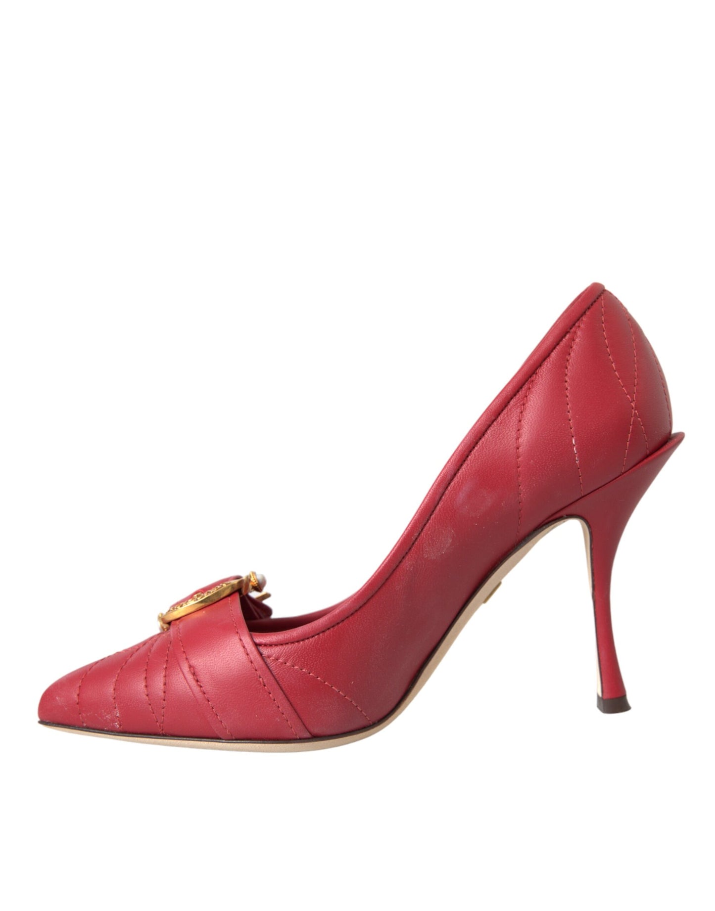 - Red Devotion Leather Heels Pumps Shoes