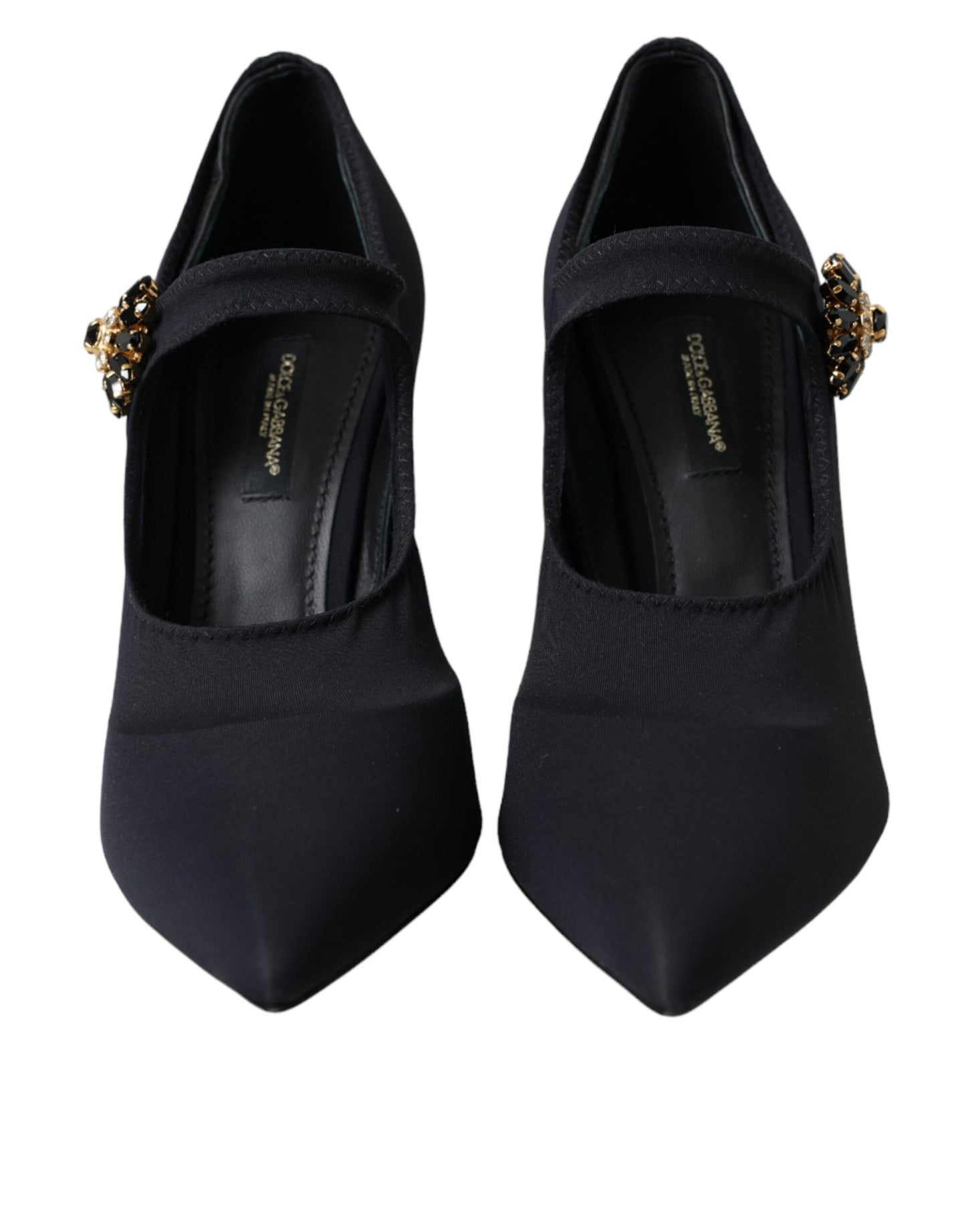 - Black Mary Jane Jersey Crystal Pumps Shoes