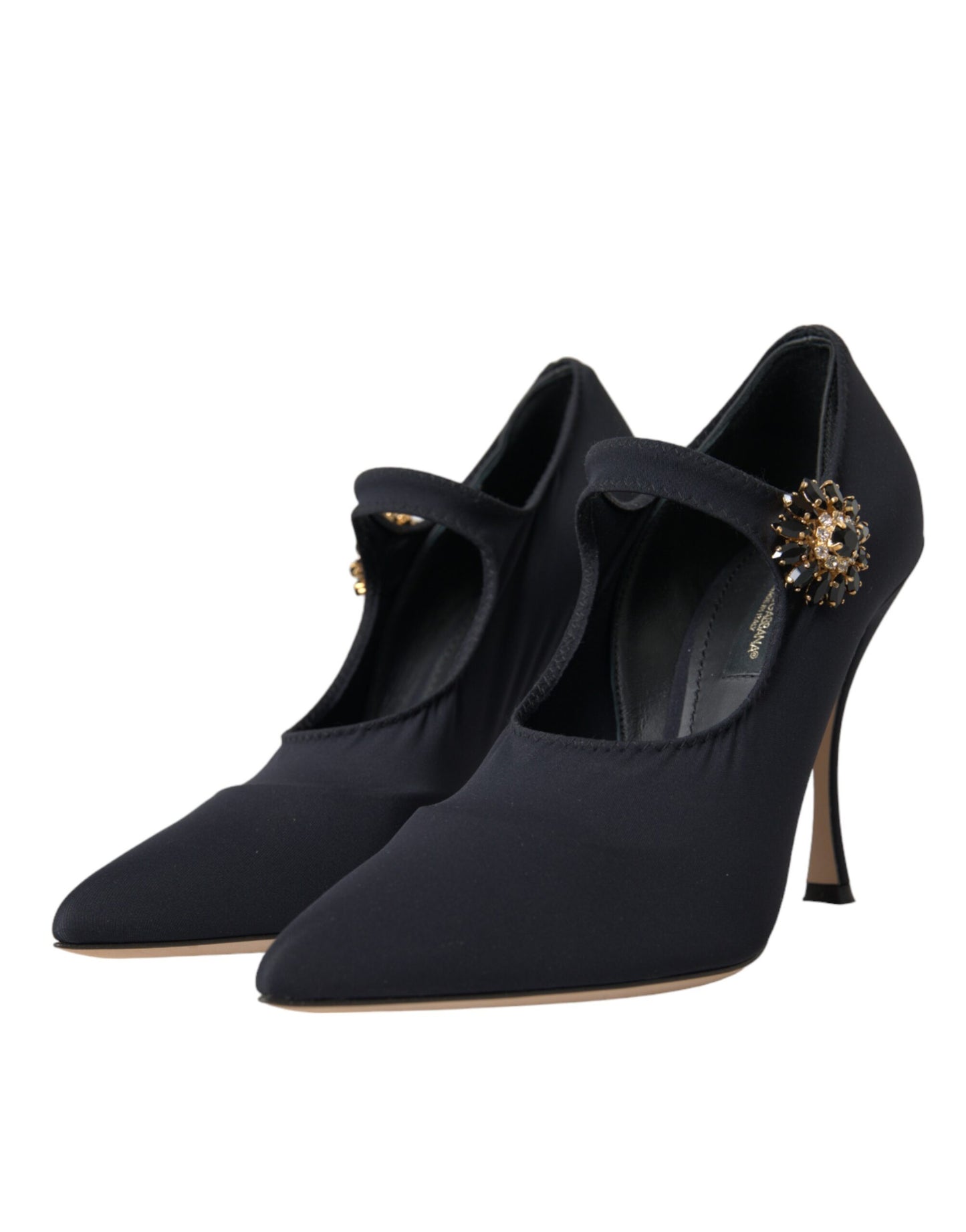 - Black Mary Jane Jersey Crystal Pumps Shoes