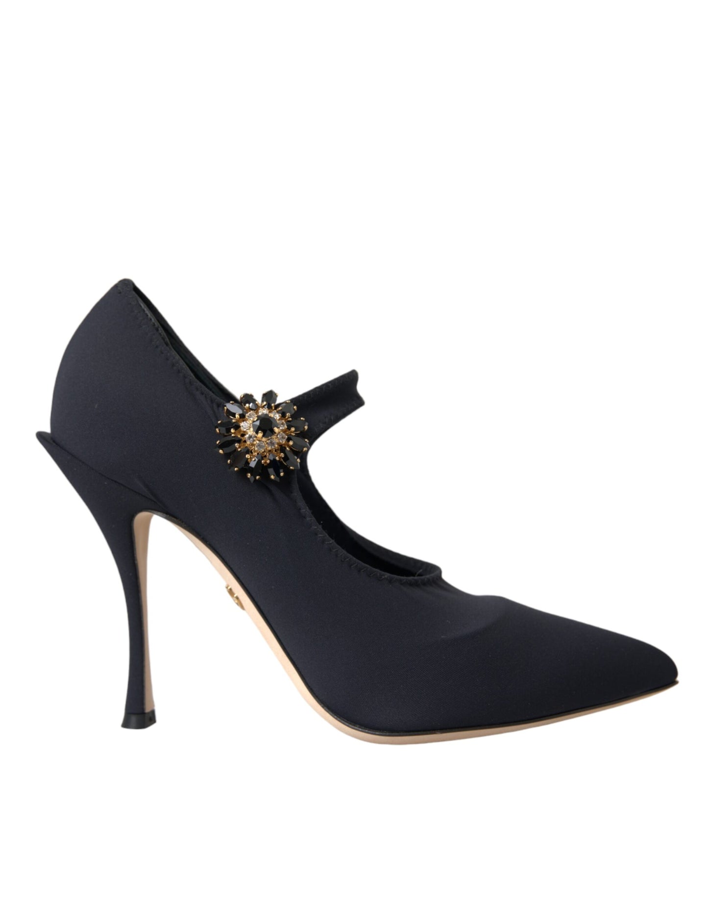 - Black Mary Jane Jersey Crystal Pumps Shoes