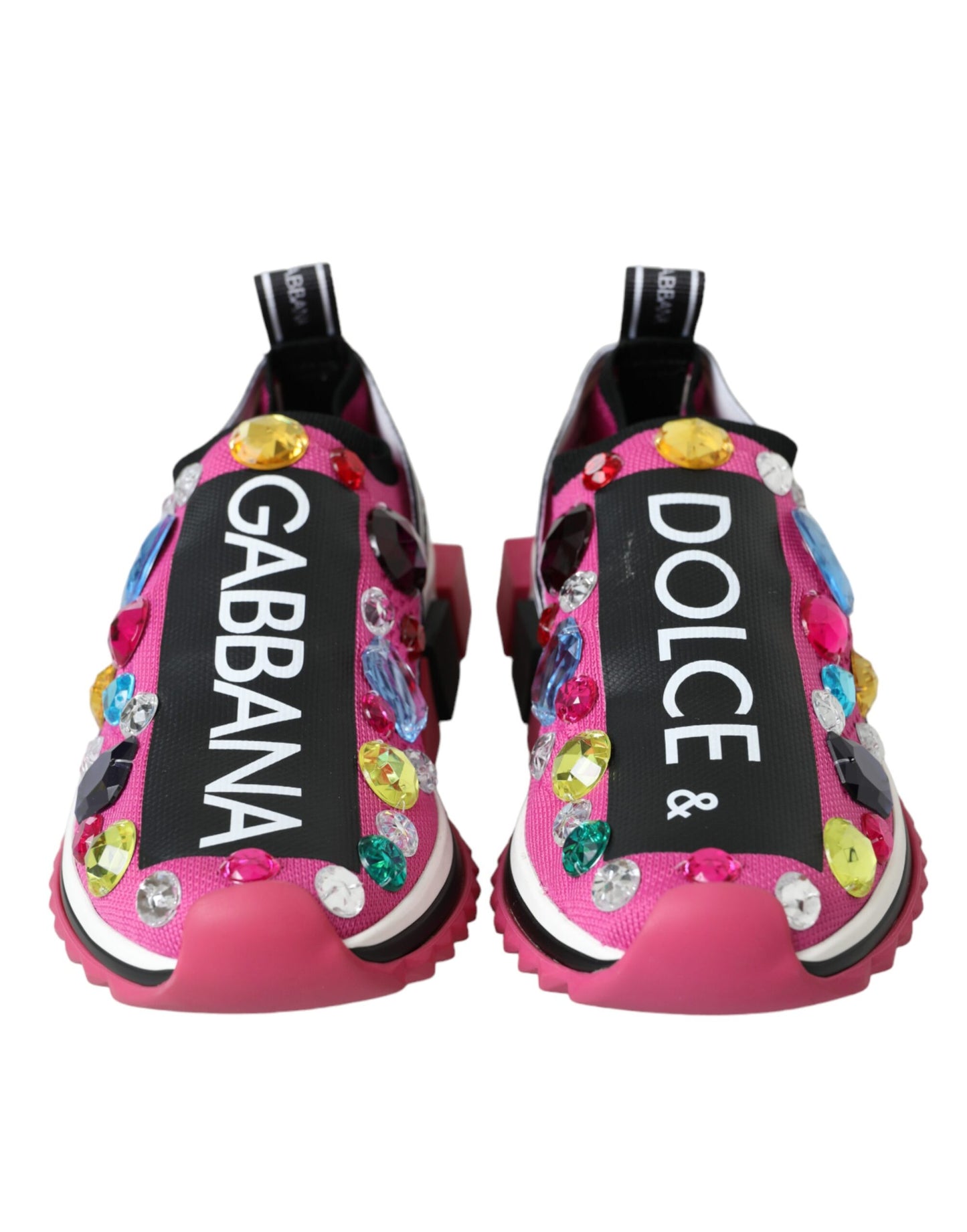Dolce & Gabbana Pink Sorrento Crystals Sneakers