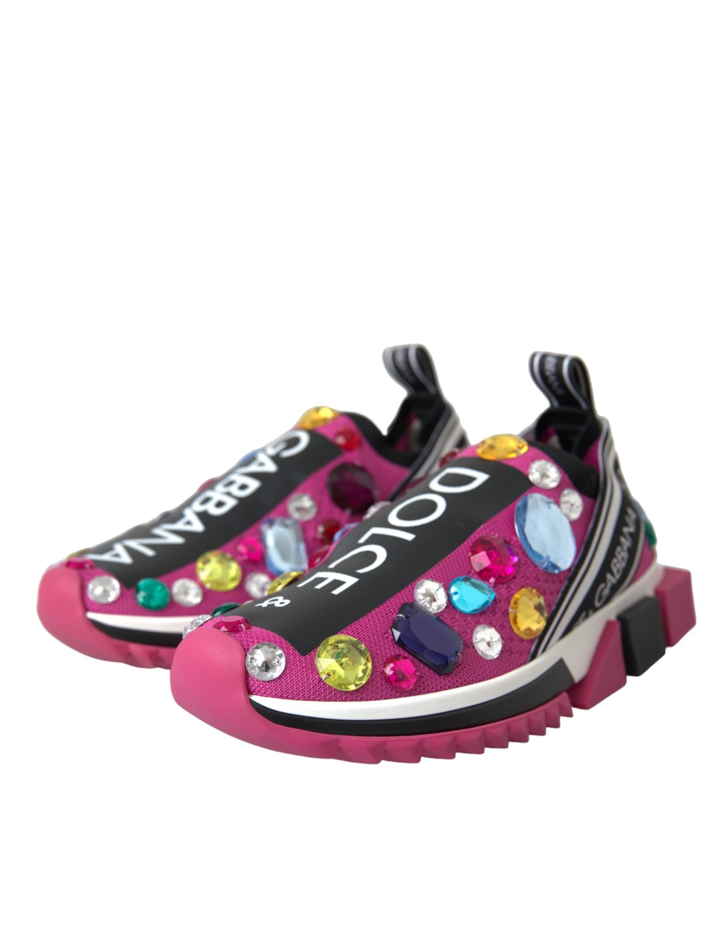 Dolce & Gabbana Pink Sorrento Crystals Sneakers