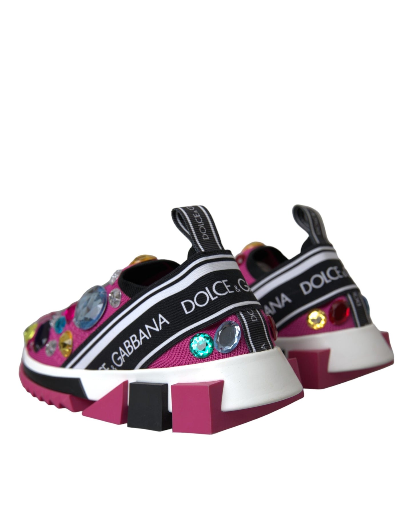 Dolce & Gabbana Pink Sorrento Crystals Sneakers