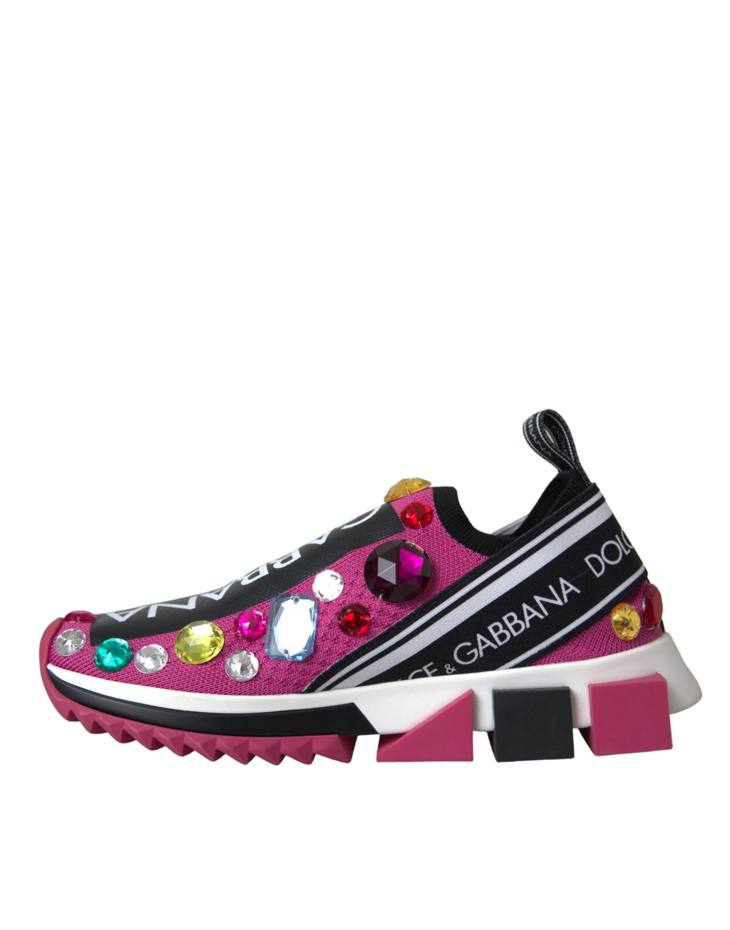 Dolce & Gabbana Pink Sorrento Crystals Sneakers