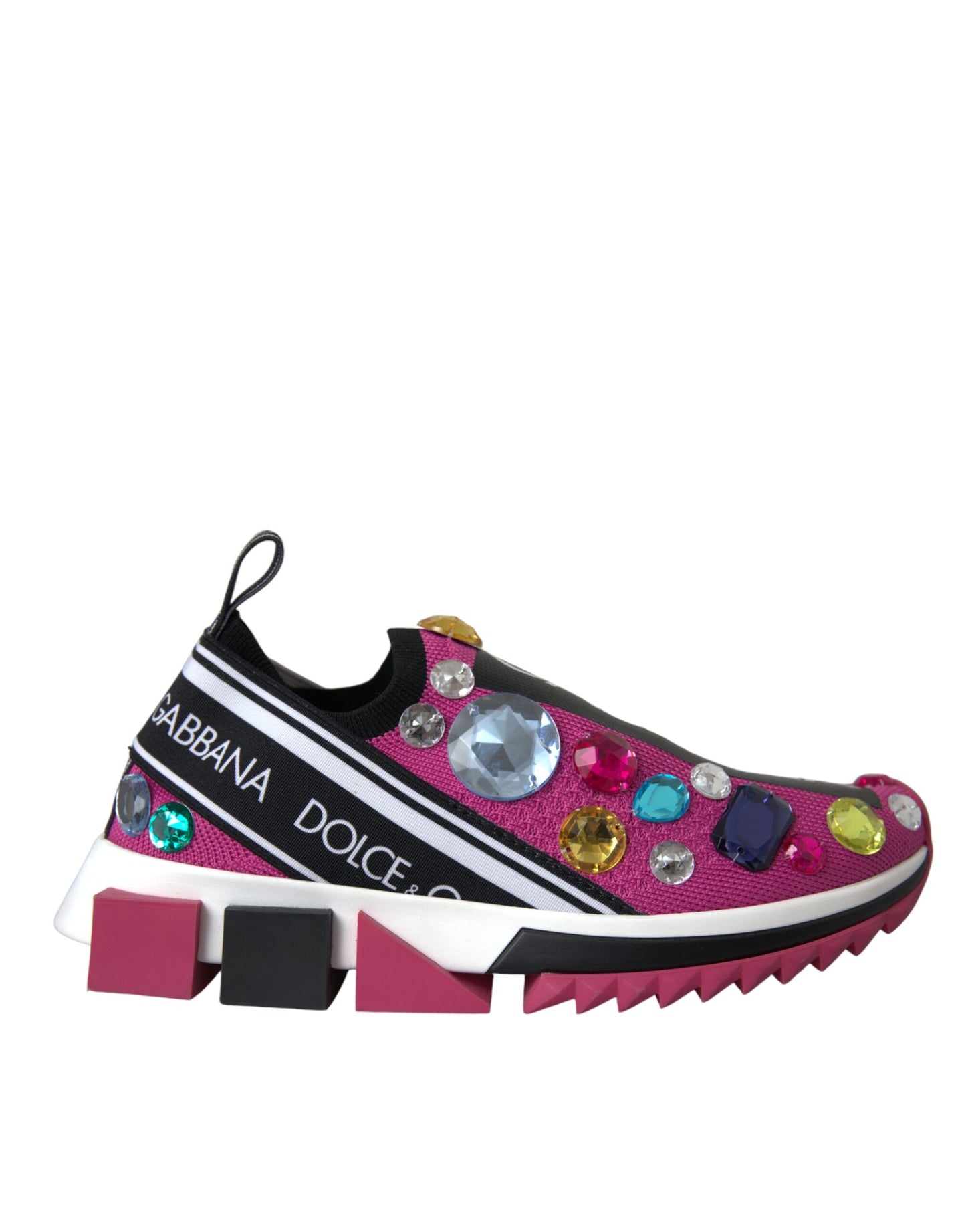 Dolce & Gabbana Pink Sorrento Crystals Sneakers