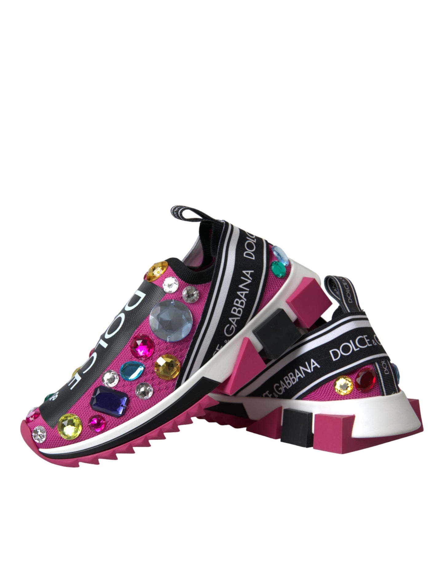 Dolce & Gabbana Pink Sorrento Crystals Sneakers