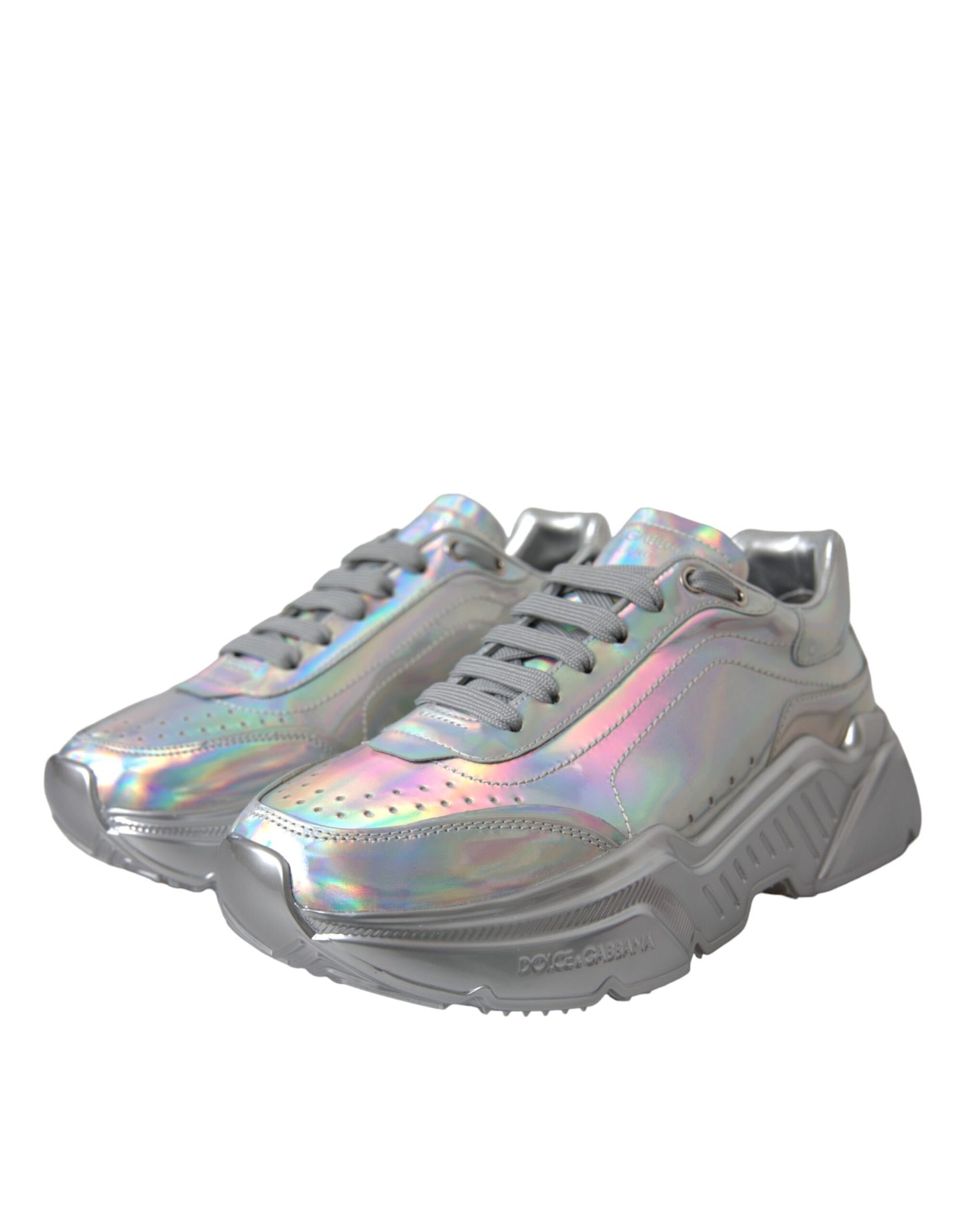 - Silver Iridescent DAYMASTER Leather Sneakers Shoes