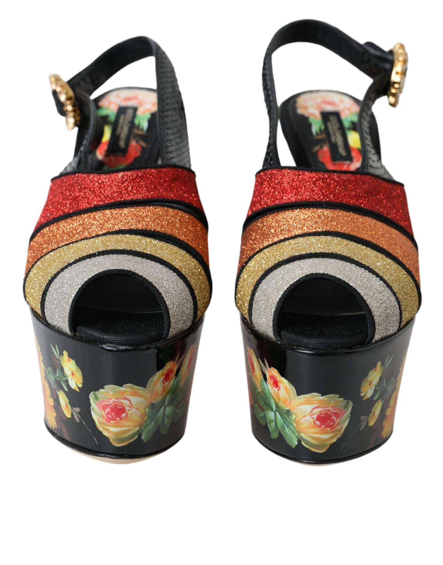 Dolce & Gabbana Multicolor Floral Crystal Platform Sandals